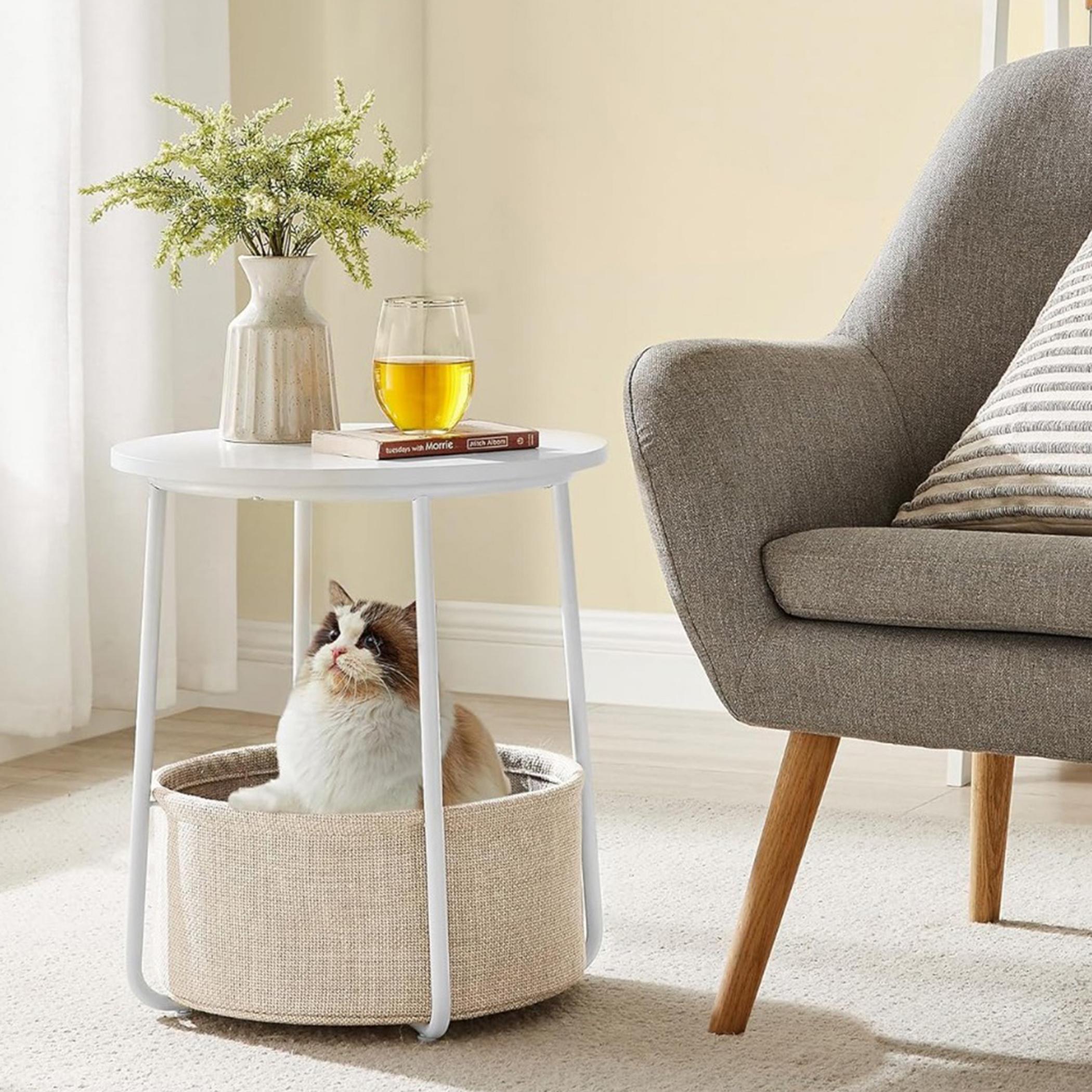 Vasagle Modern Side Table with Fabric Basket - 45x45x50 cm-furniture-livingroom-sideandendtables-image-3