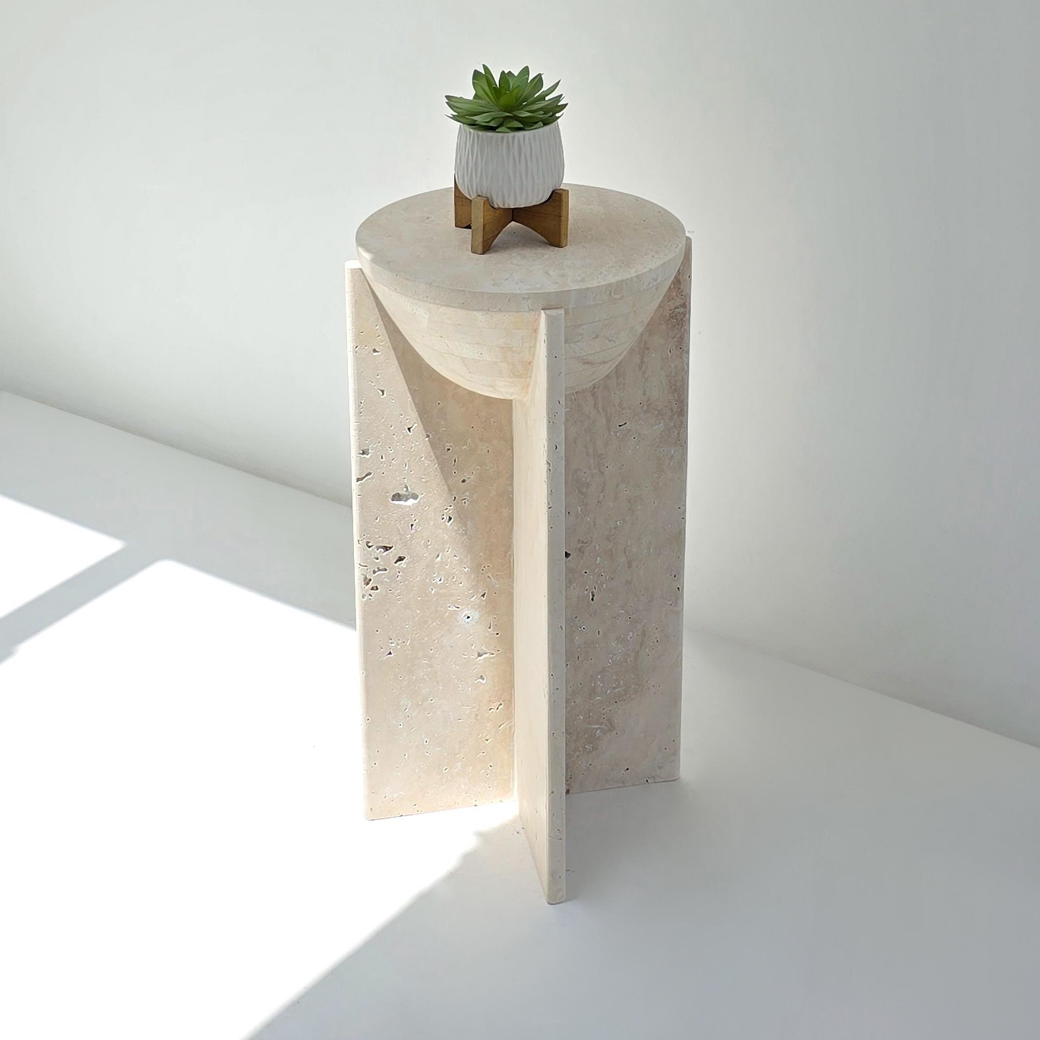 Orry Travertine Top Side Table