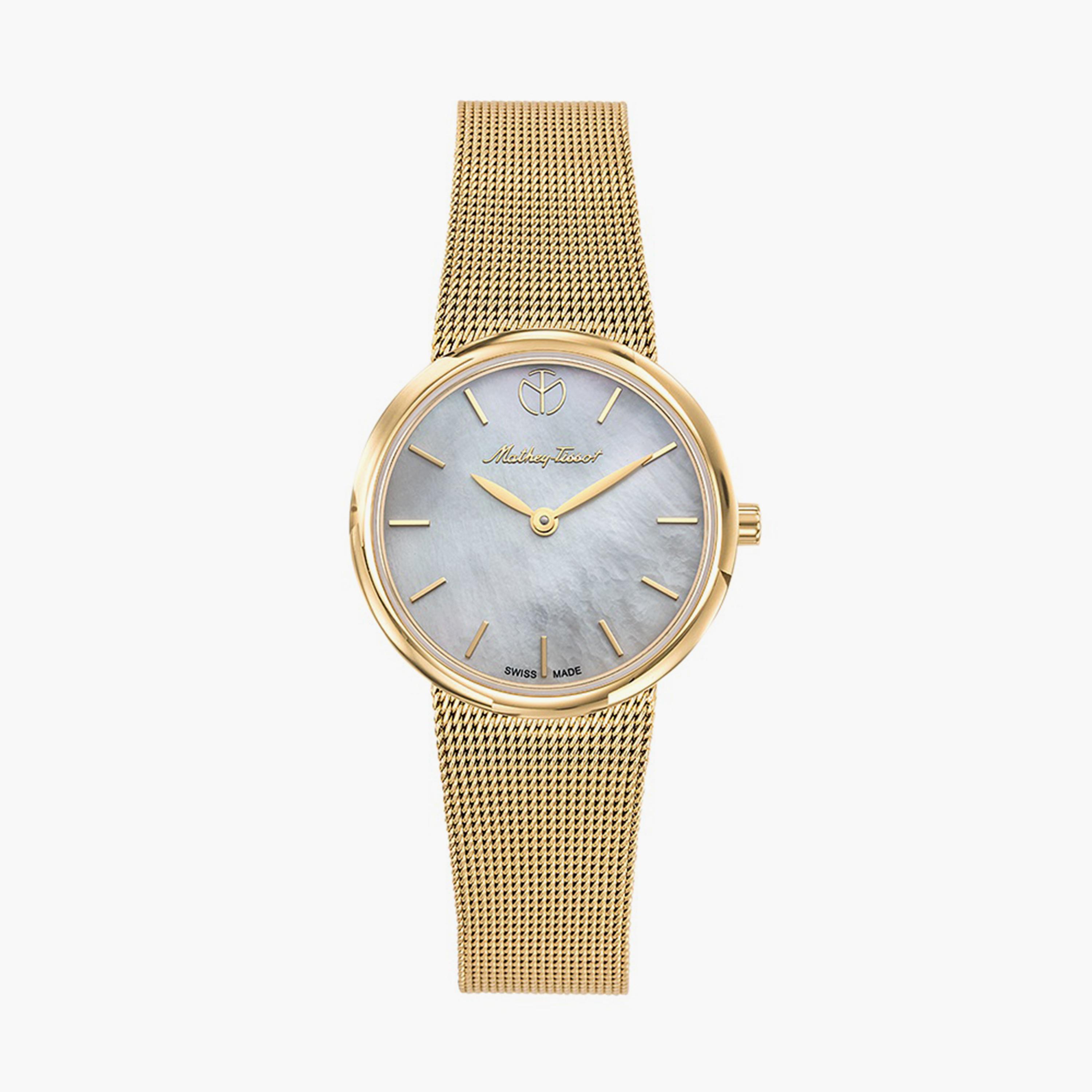 ماثي تيسوت- ساعة للنساء 30 مم تناظرية من الستانلس ستيل - ذهبي-women-watchesandjewellery-watches-image-1