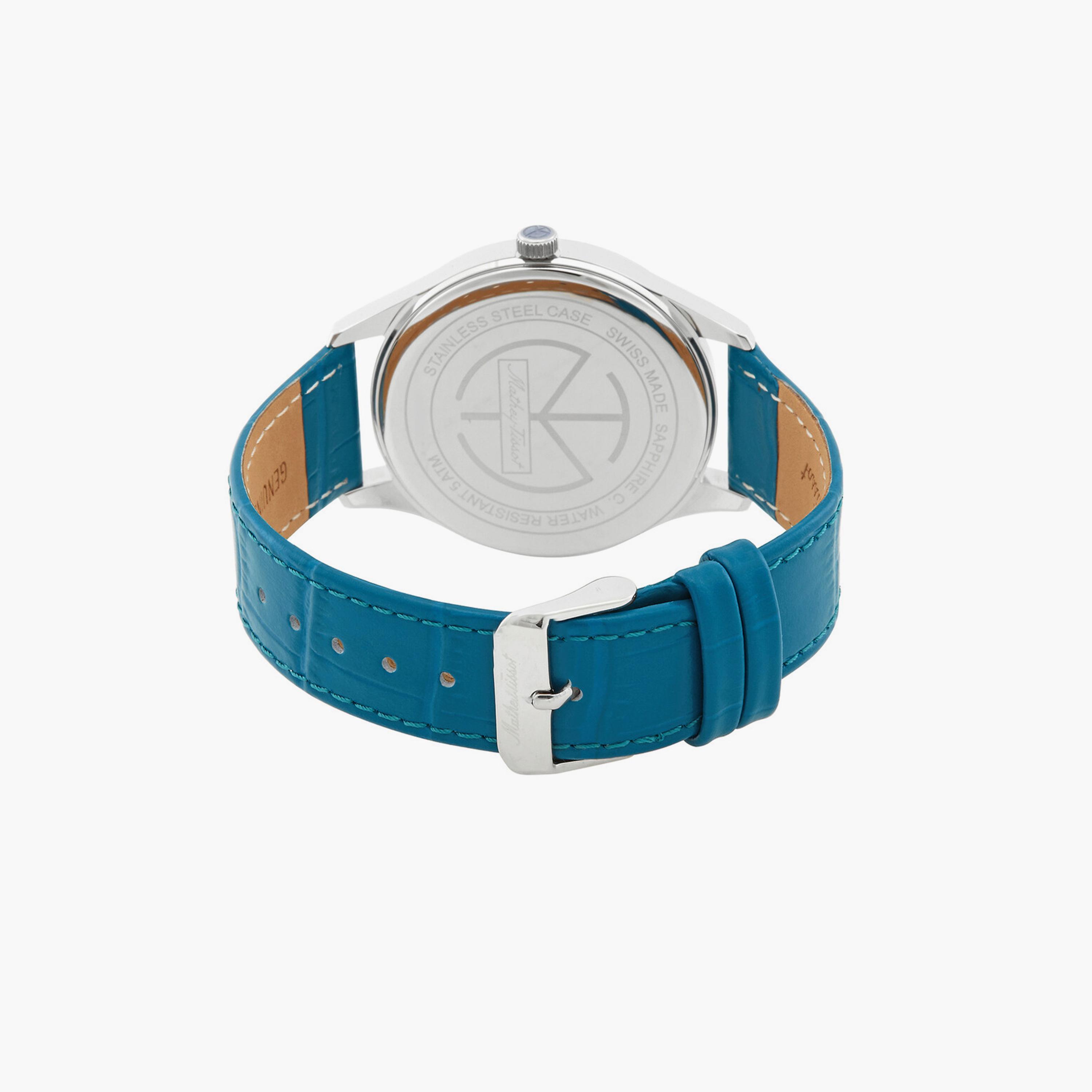 ماثي تيسوت- ساعة للرجال 42 مم تناظرية بسوار جلدي - أخضر-men-watchesandjewellery-watches-image-3