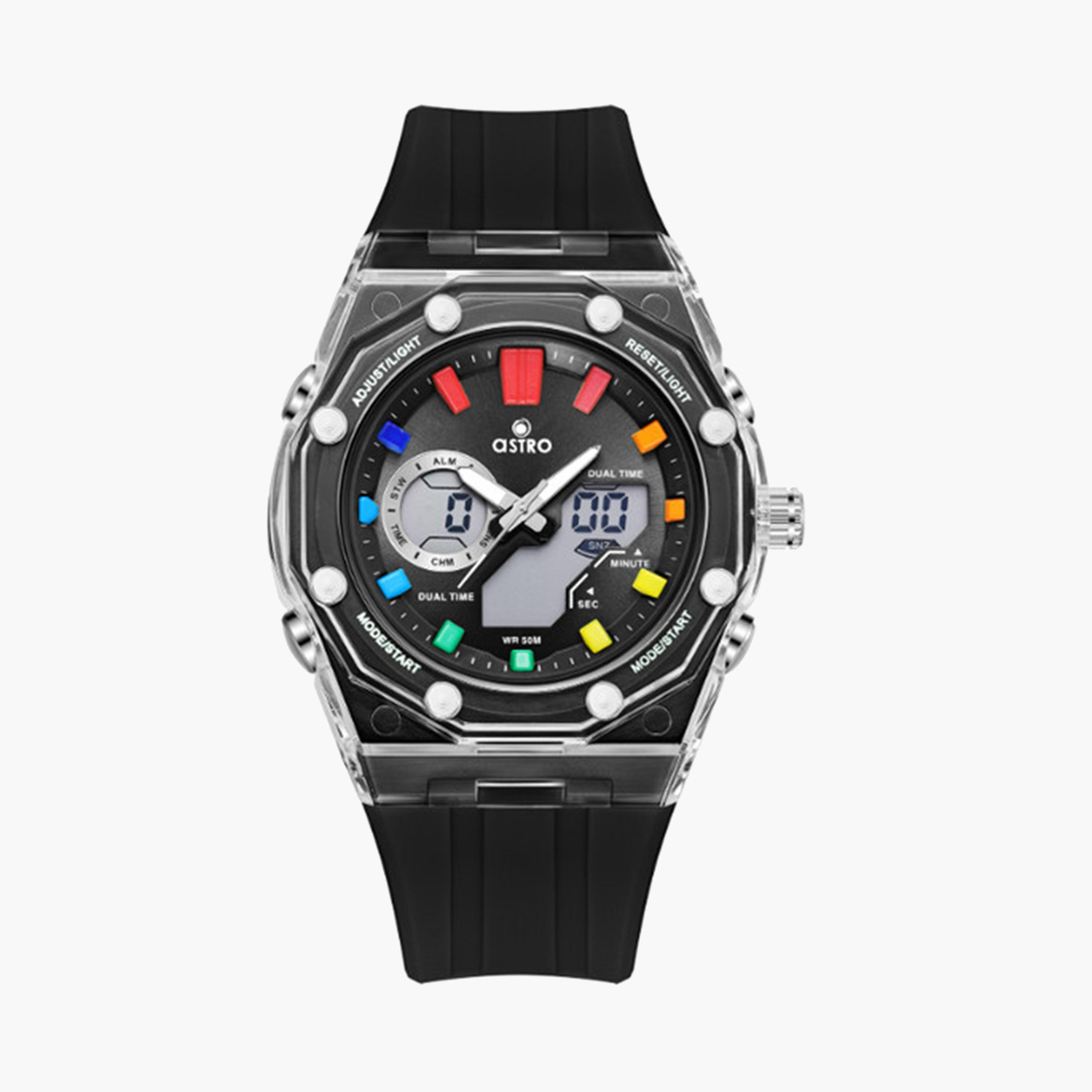 Astro Kids 44 MM Black Analog-Digital Silicone Strap Watch | A24801-PPBB-girls-accessories-watches-image-1