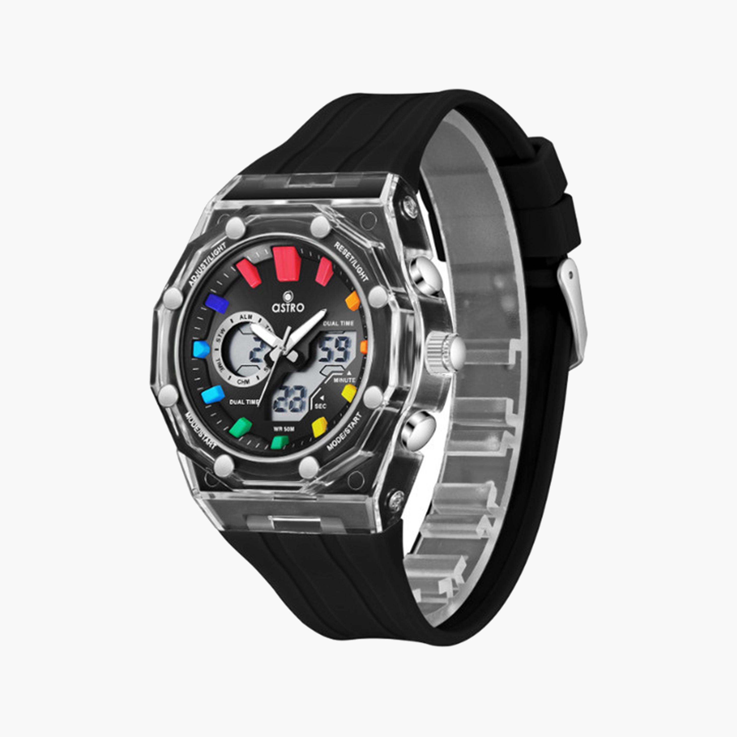 Astro Kids 44 MM Black Analog-Digital Silicone Strap Watch | A24801-PPBB-girls-accessories-watches-image-3