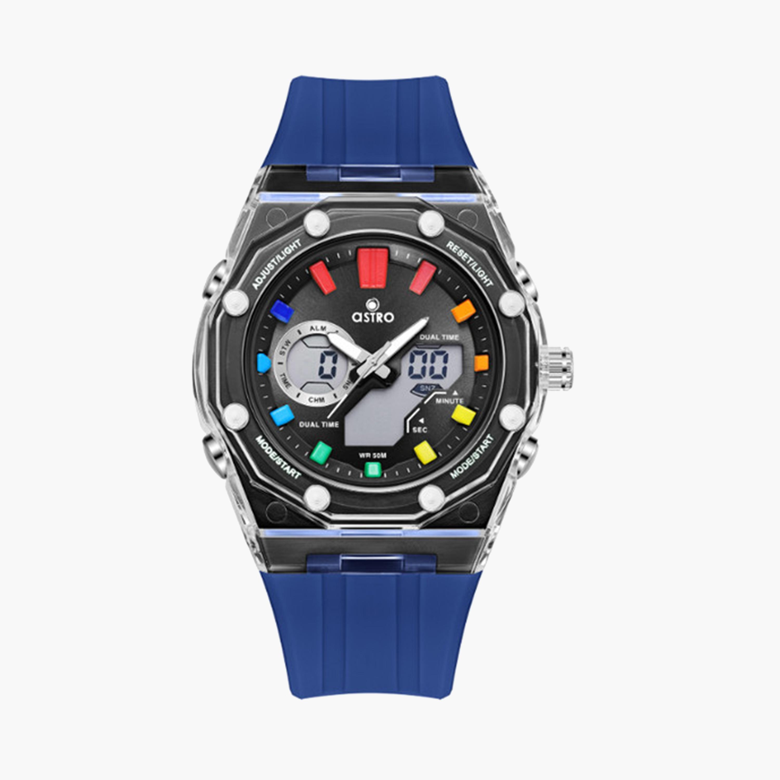 أسترو- ساعة أطفال تناظري-رقمي 44 ملم زرقاء بحزام سيليكون | A24801-PPNB-girls-accessories-watches-image-1