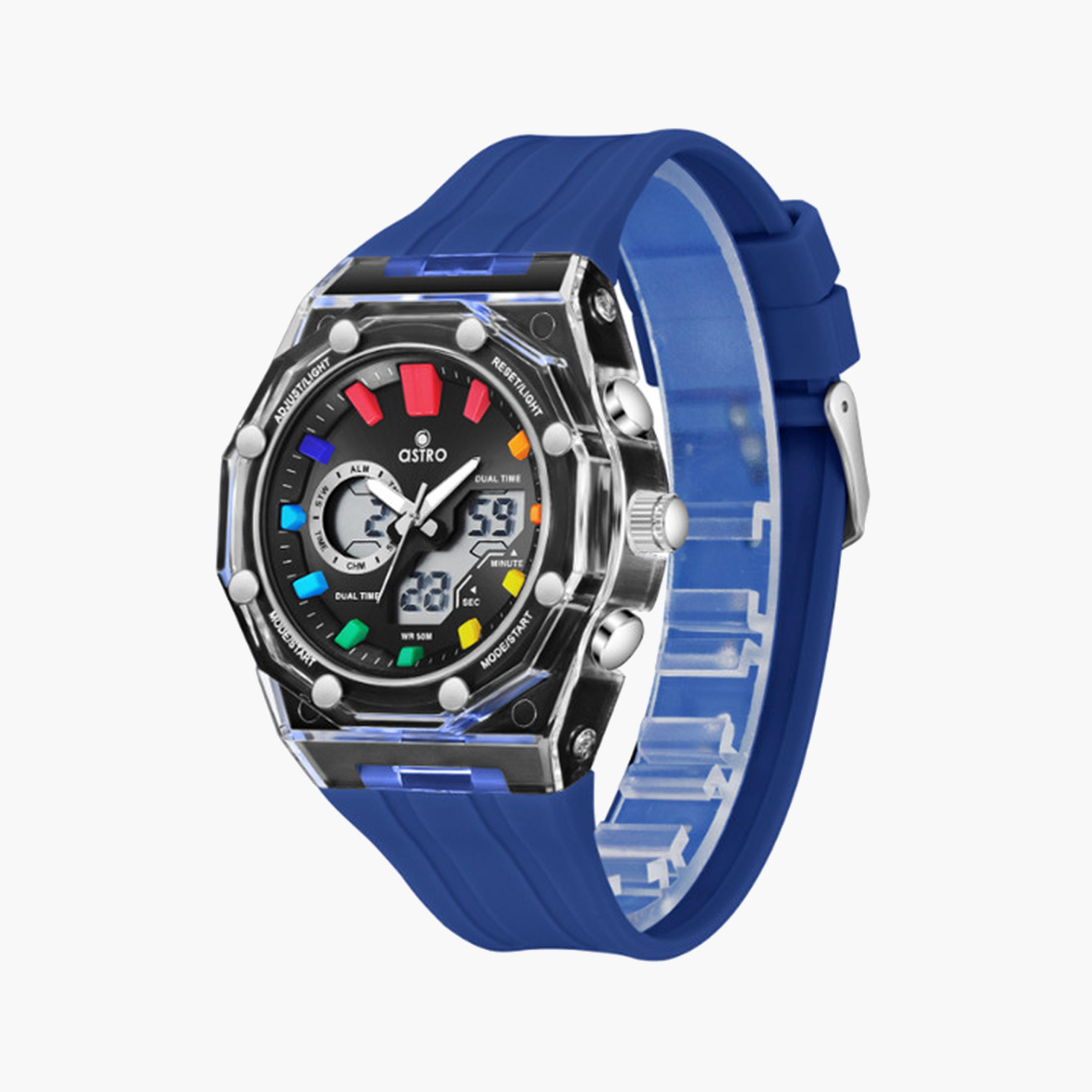 أسترو- ساعة أطفال تناظري-رقمي 44 ملم زرقاء بحزام سيليكون | A24801-PPNB-girls-accessories-watches-image-3