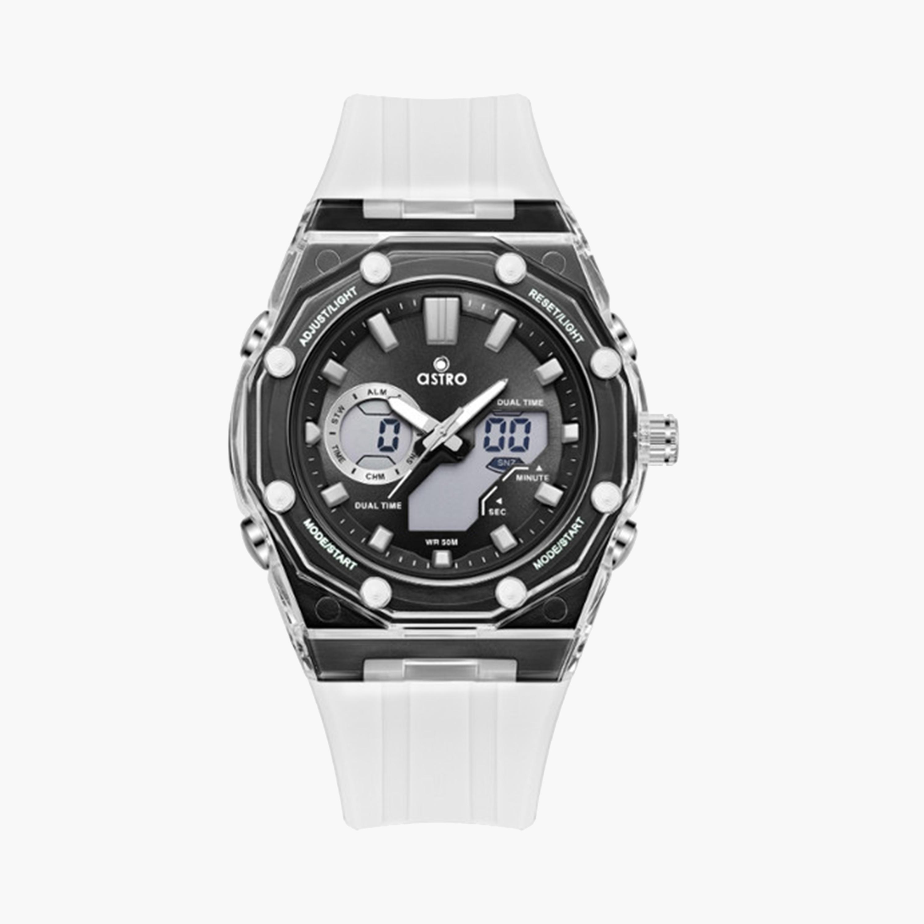 أسترو- ساعة أطفال تناظري-رقمي 44 ملم بيضاء بحزام سيليكون | A24801-PPWB-girls-accessories-watches-image-1