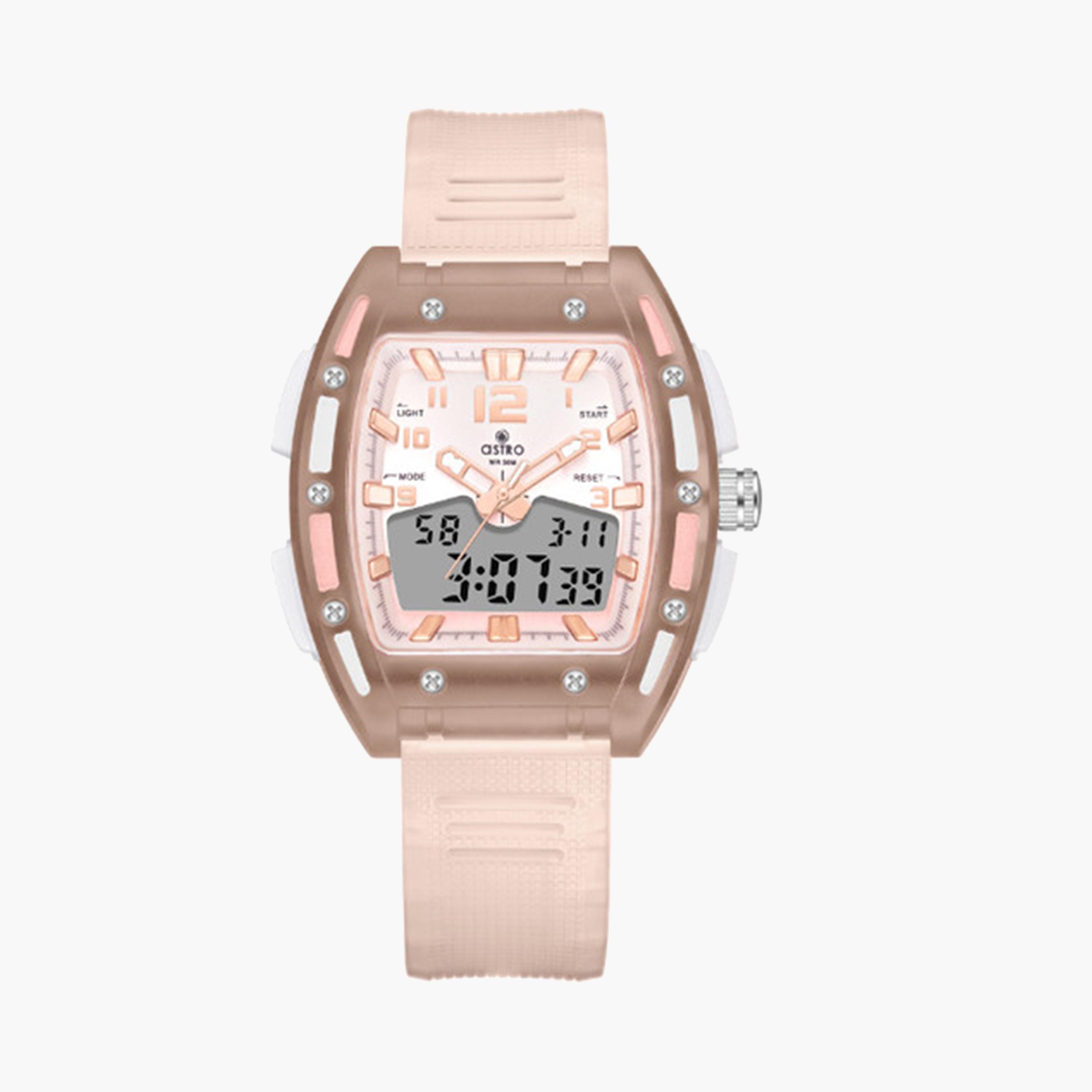 Astro Kids 43 MM Cream Analog-Digital Silicone Strap Watch | A24803-PPIK-girls-accessories-watches-image-1
