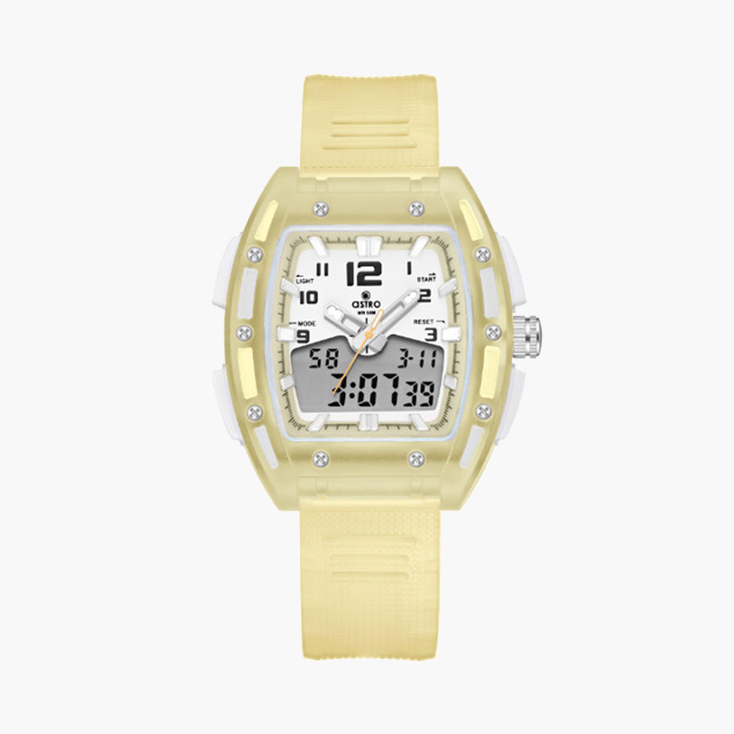 أسترو- ساعة أطفال تناظري-رقمي 43 ملم باللون الأصفر بحزام سيليكون | A24803-PPYY-girls-accessories-watches-image-1