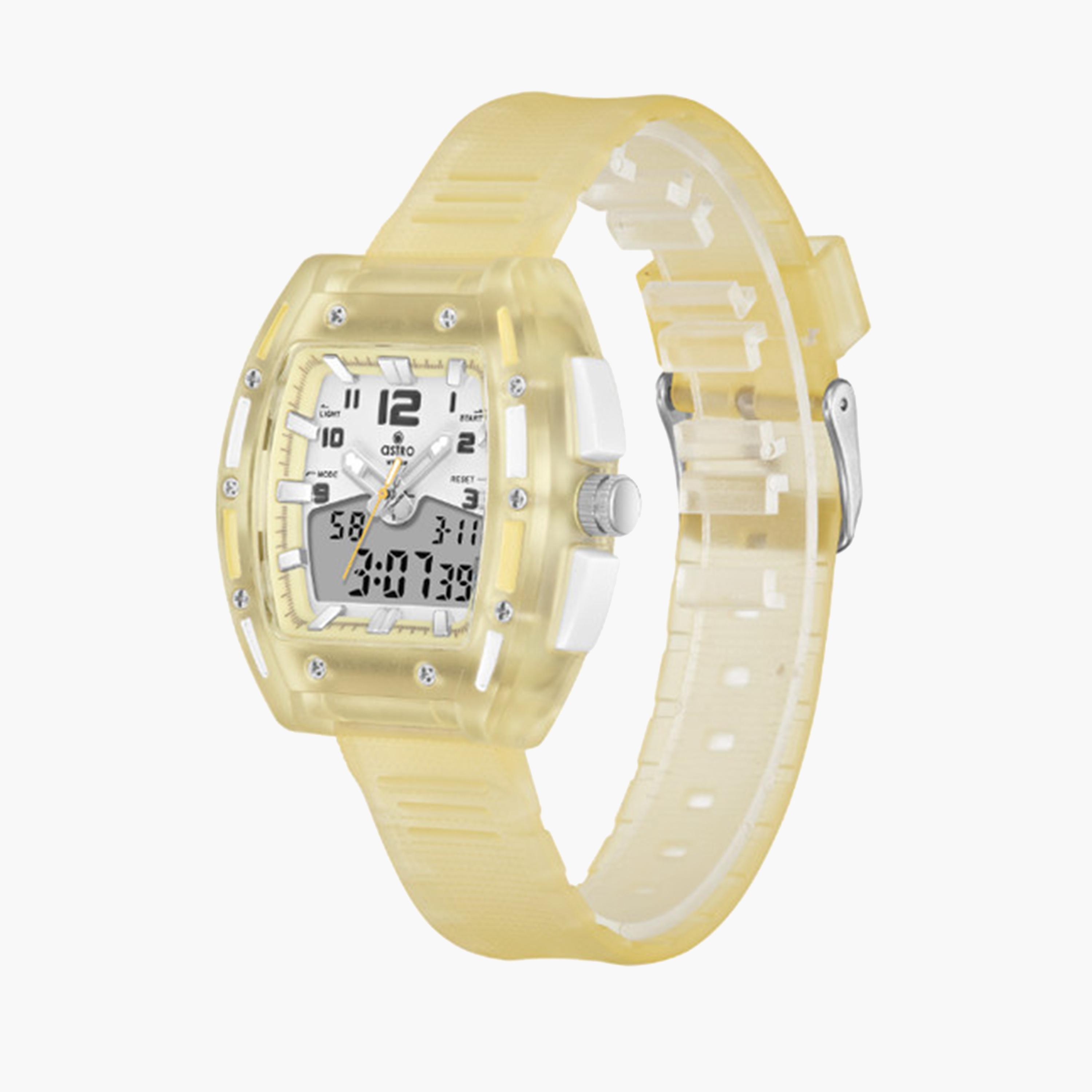 أسترو- ساعة أطفال تناظري-رقمي 43 ملم باللون الأصفر بحزام سيليكون | A24803-PPYY-girls-accessories-watches-image-3