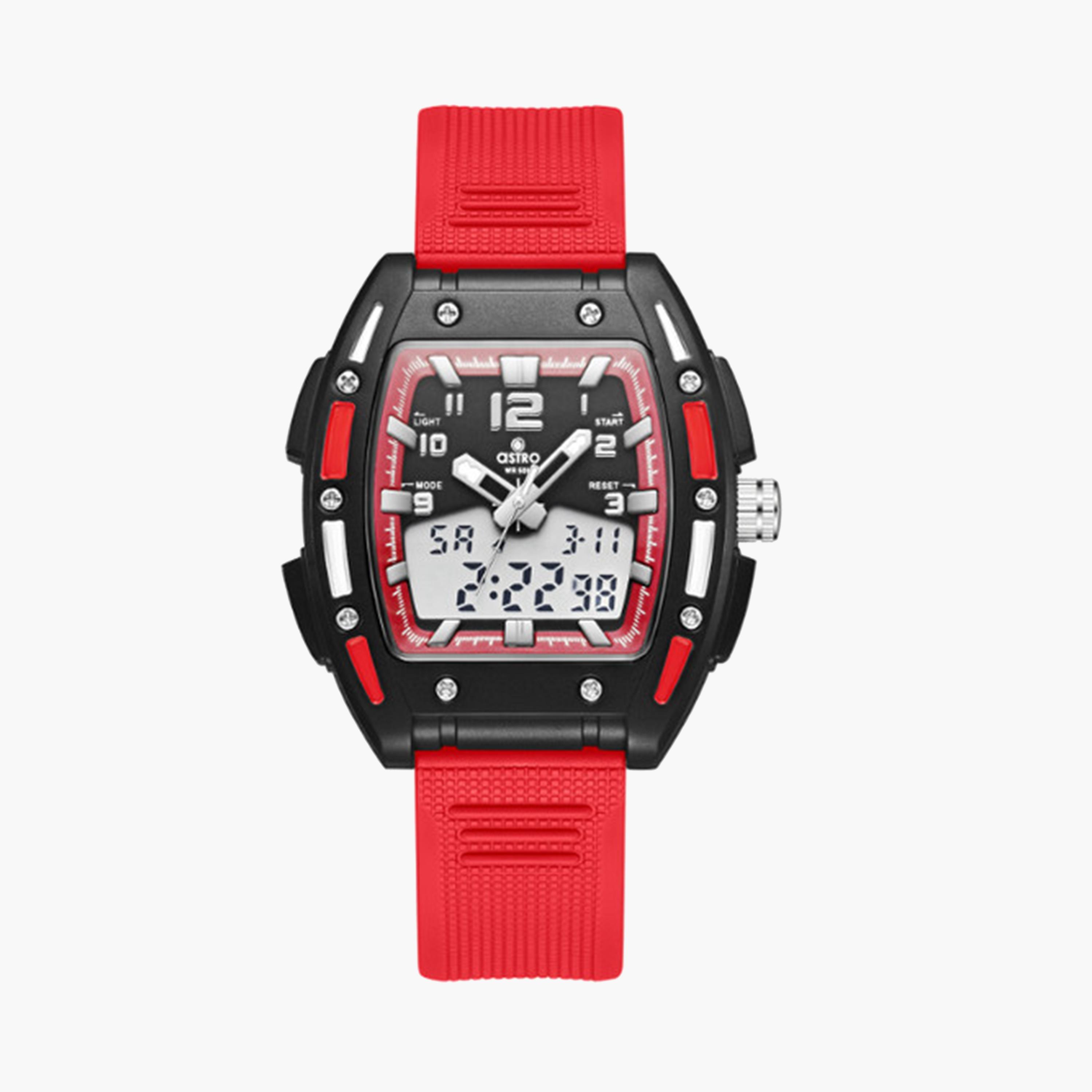 أسترو- ساعة أطفال تناظري-رقمي 43 ملم باللون الأحمر بحزام سيليكون | A24804-PPRB-girls-accessories-watches-image-1