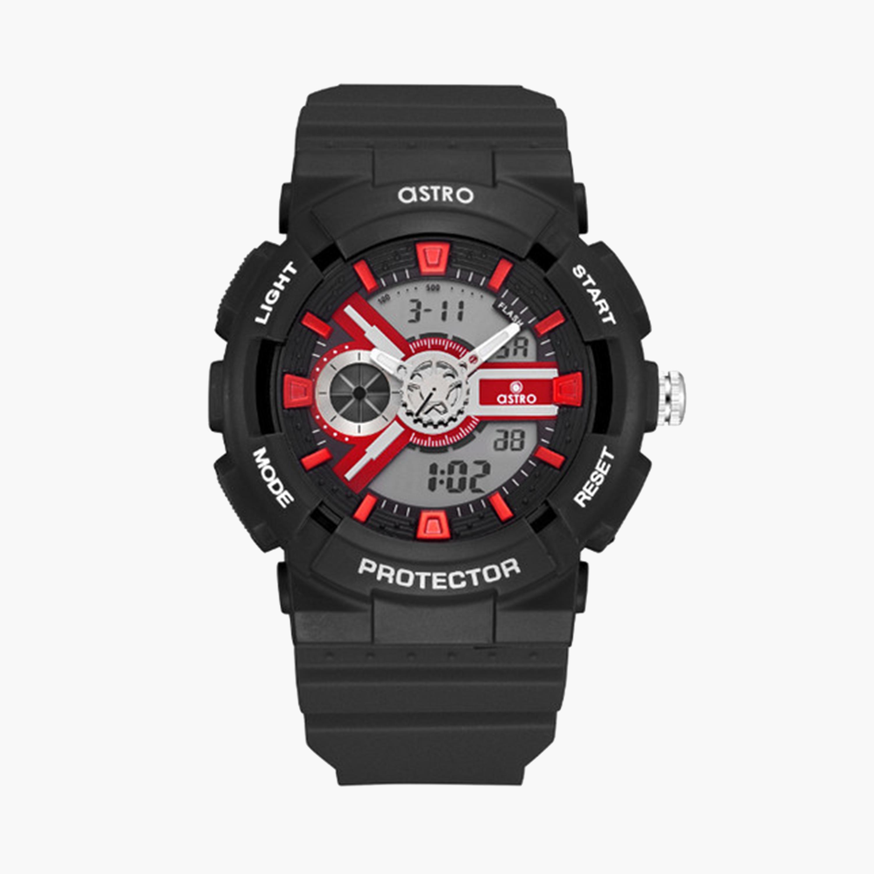 أسترو- ساعة أطفال تناظري-رقمي 48 ملم باللون الأسود بحزام سيليكون | A24807-PPBBR-girls-accessories-watches-image-1