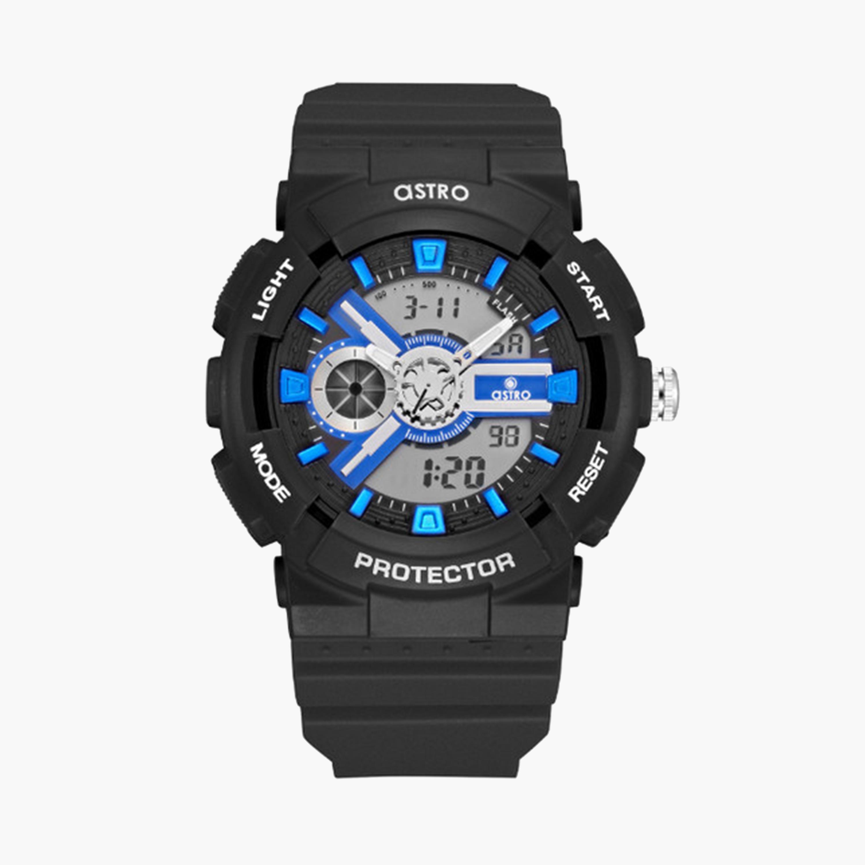 أسترو- ساعة أطفال تناظري-رقمي 48 ملم باللون الأسود بحزام سيليكون | A24807-PPBBN-girls-accessories-watches-image-1