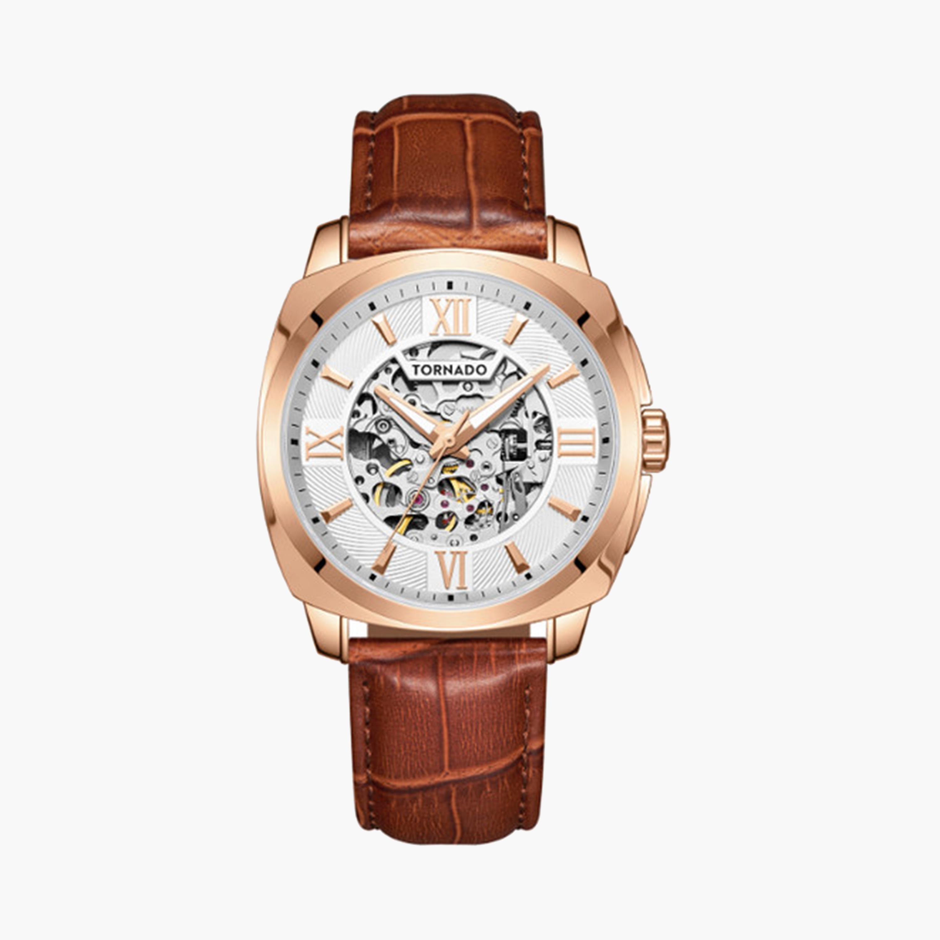 تورنادو- ساعة  للرجال 42 مم أوتوماتيكية بنية سوار جلدي | T7316-RLDS-men-watchesandjewellery-watches-image-1