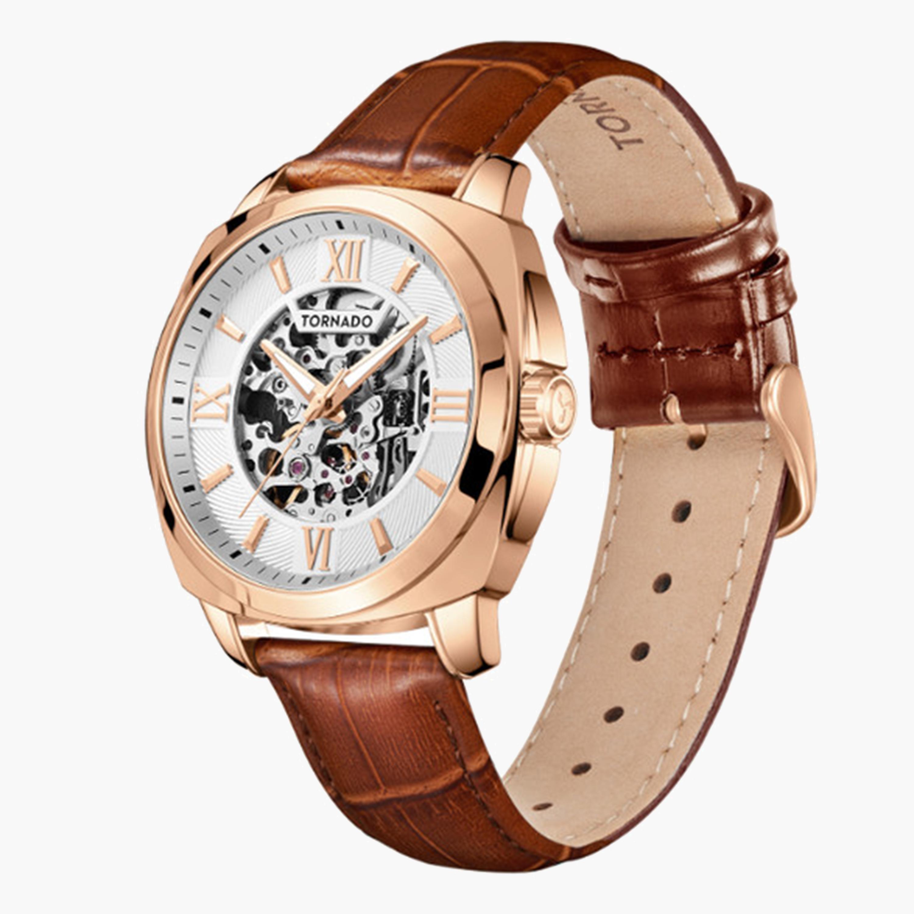 تورنادو- ساعة  للرجال 42 مم أوتوماتيكية بنية سوار جلدي | T7316-RLDS-men-watchesandjewellery-watches-image-2