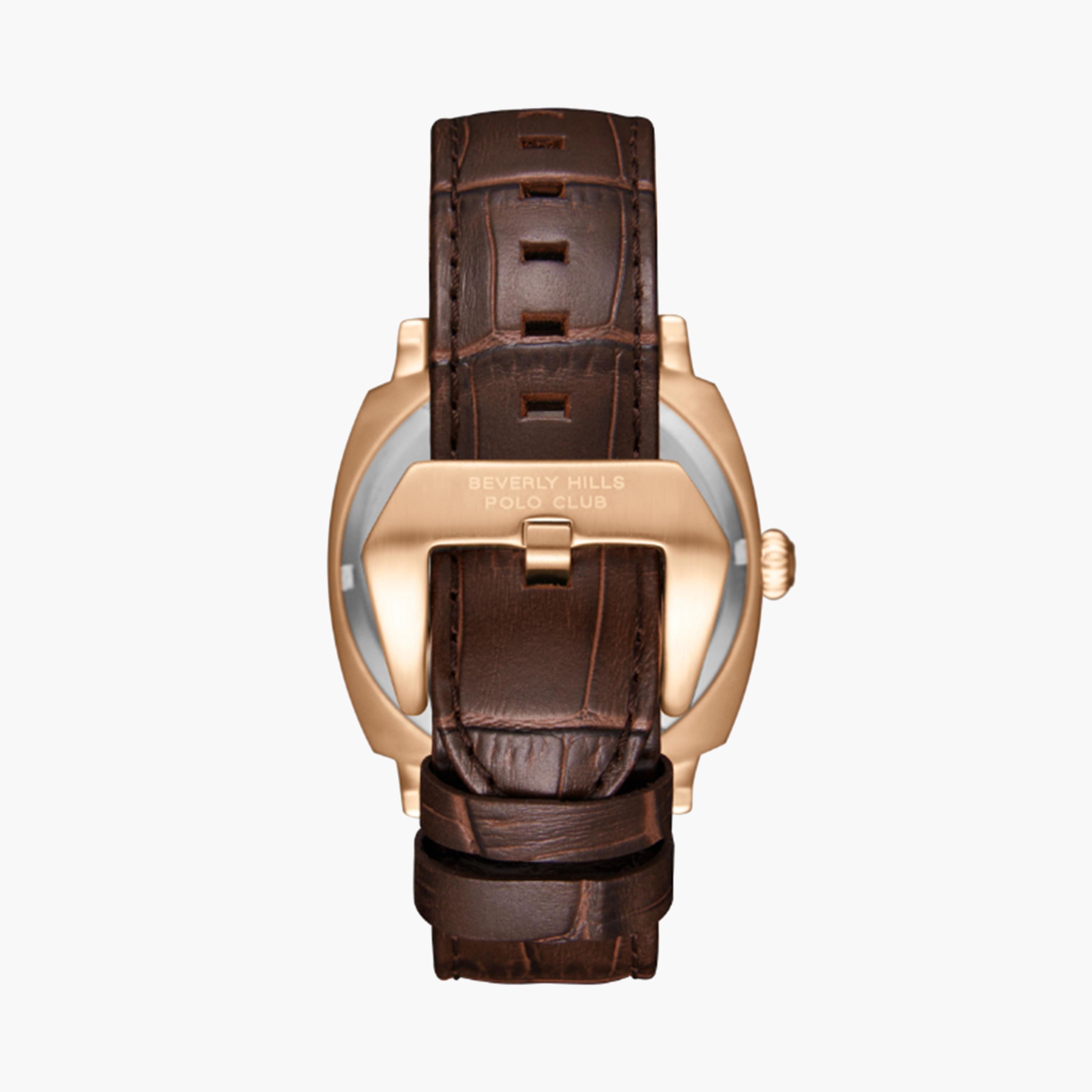 Beverly Hills Polo Club Men's 44 MM Brown Automatic Leather Strap Watch | BP3687X.472-men-watchesandjewellery-watches-image-2