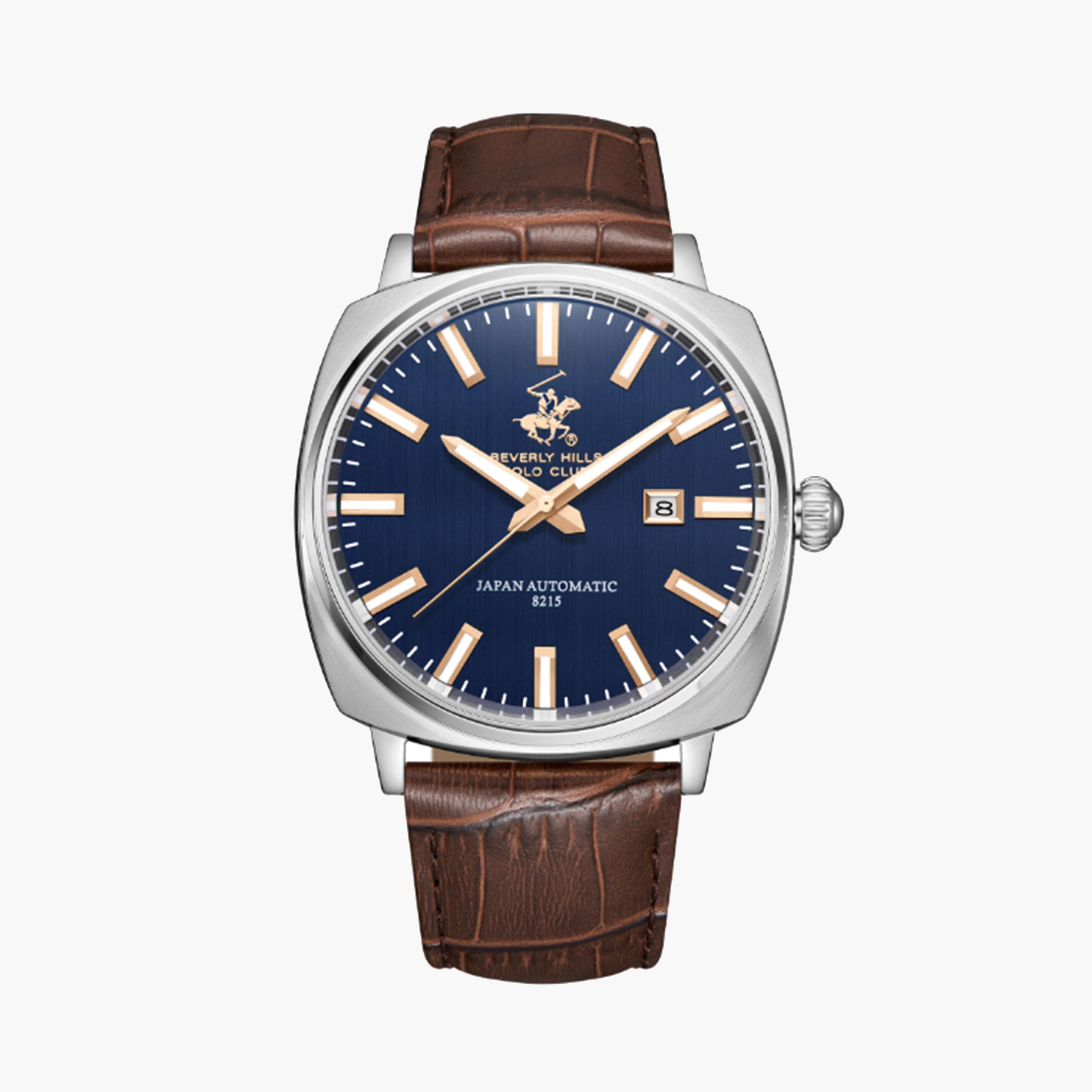 Beverly Hills Polo Club Men's 44 MM Brown Automatic Leather Strap Watch | BP3687X.392-men-watchesandjewellery-watches-image-1