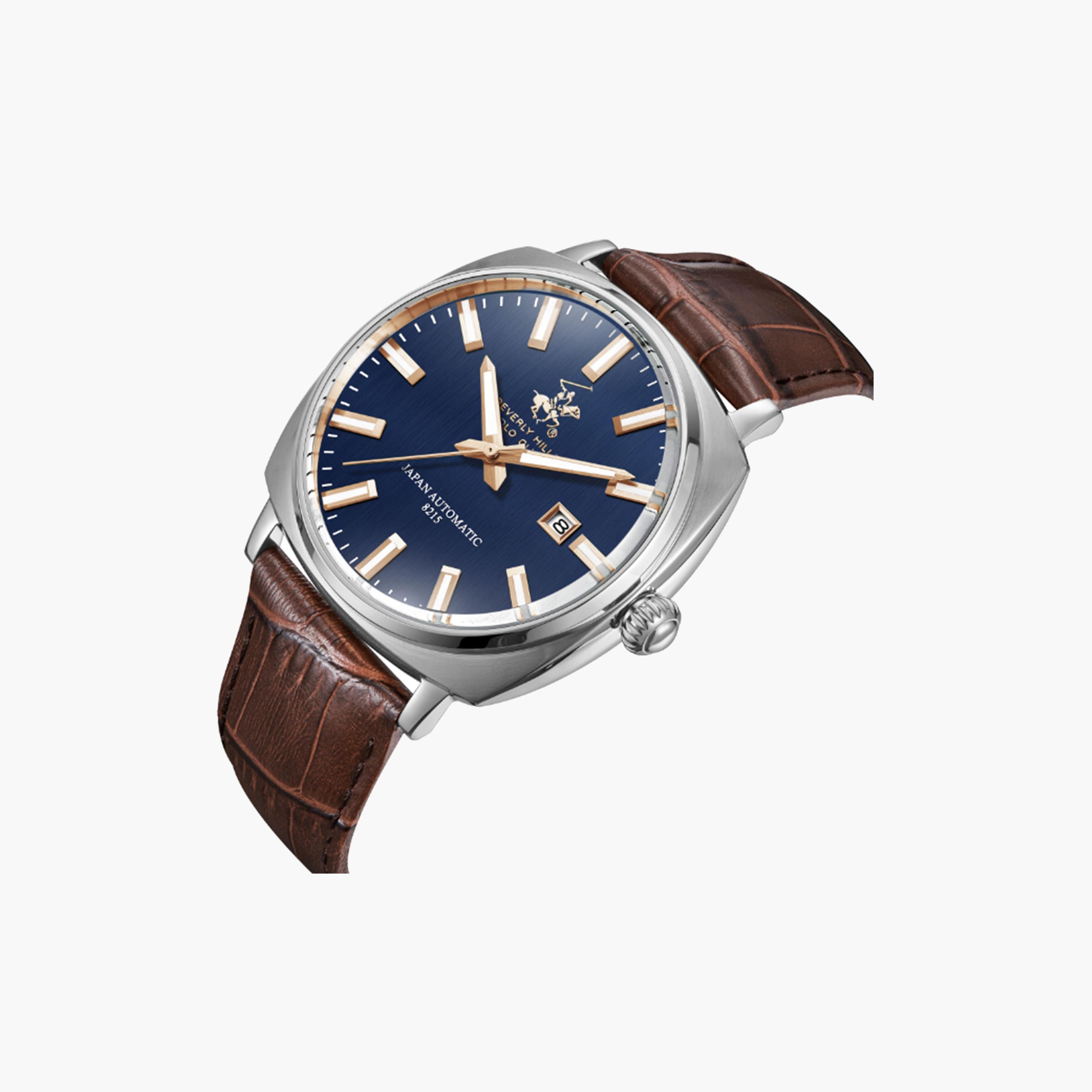 Beverly Hills Polo Club Men's 44 MM Brown Automatic Leather Strap Watch | BP3687X.392-men-watchesandjewellery-watches-image-4