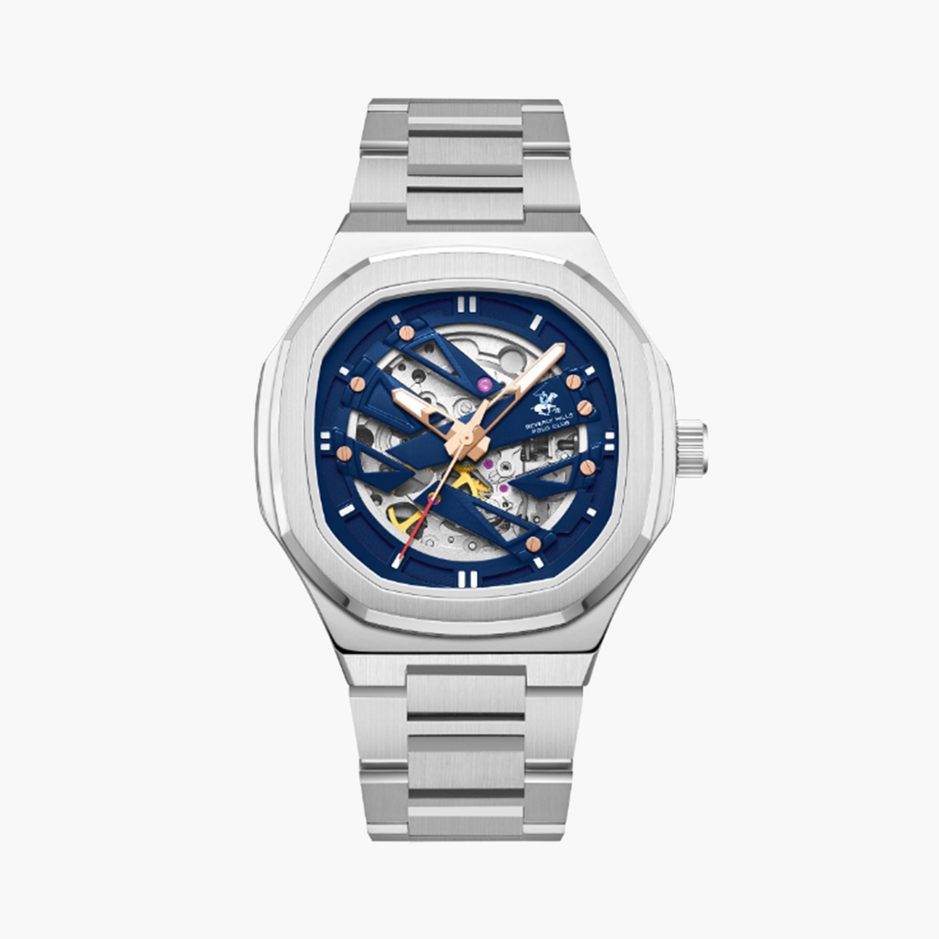 Beverly Hills Polo Club Men's 43 MM Silver Automatic Metal Strap Watch | BP3686X.390-men-watchesandjewellery-watches-image-1