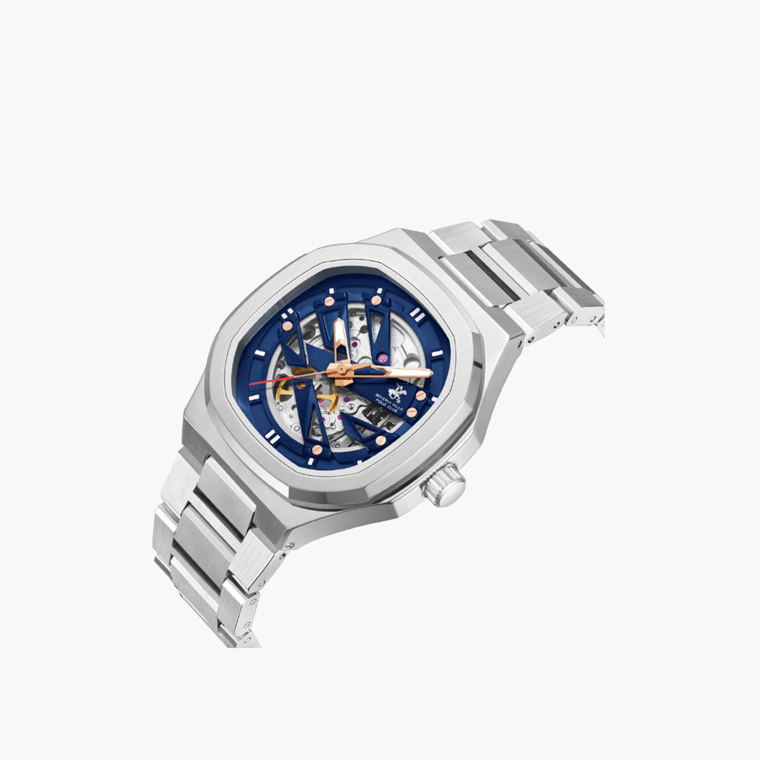 Beverly Hills Polo Club Men's 43 MM Silver Automatic Metal Strap Watch | BP3686X.390-men-watchesandjewellery-watches-image-4