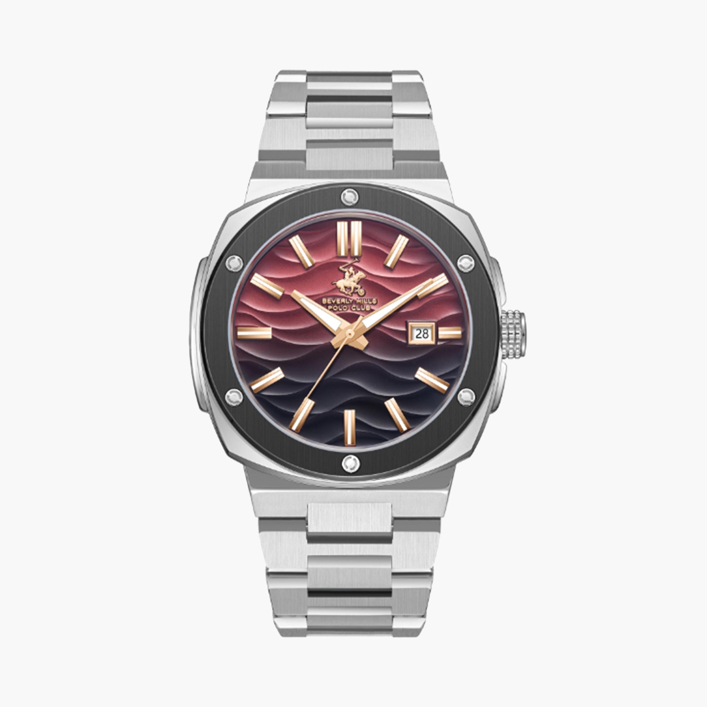 بيفرلي هيلز بولو كلوب- ساعة للرجال 42 ملم تناظرية فضية بحزام معدني | BP3655X.380-men-watchesandjewellery-watches-image-1