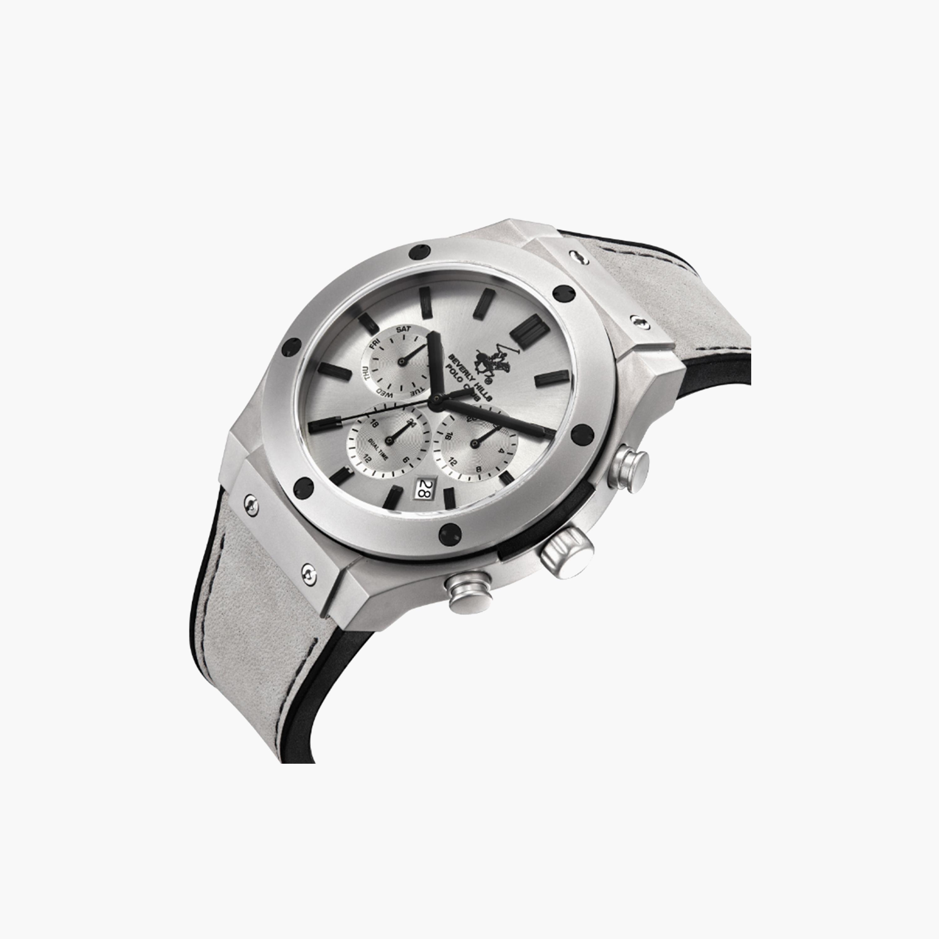 Beverly Hills Polo Club Men's 45 MM Grey Chronograph Leather Strap Watch | BP3690X.066-men-watchesandjewellery-watches-image-4