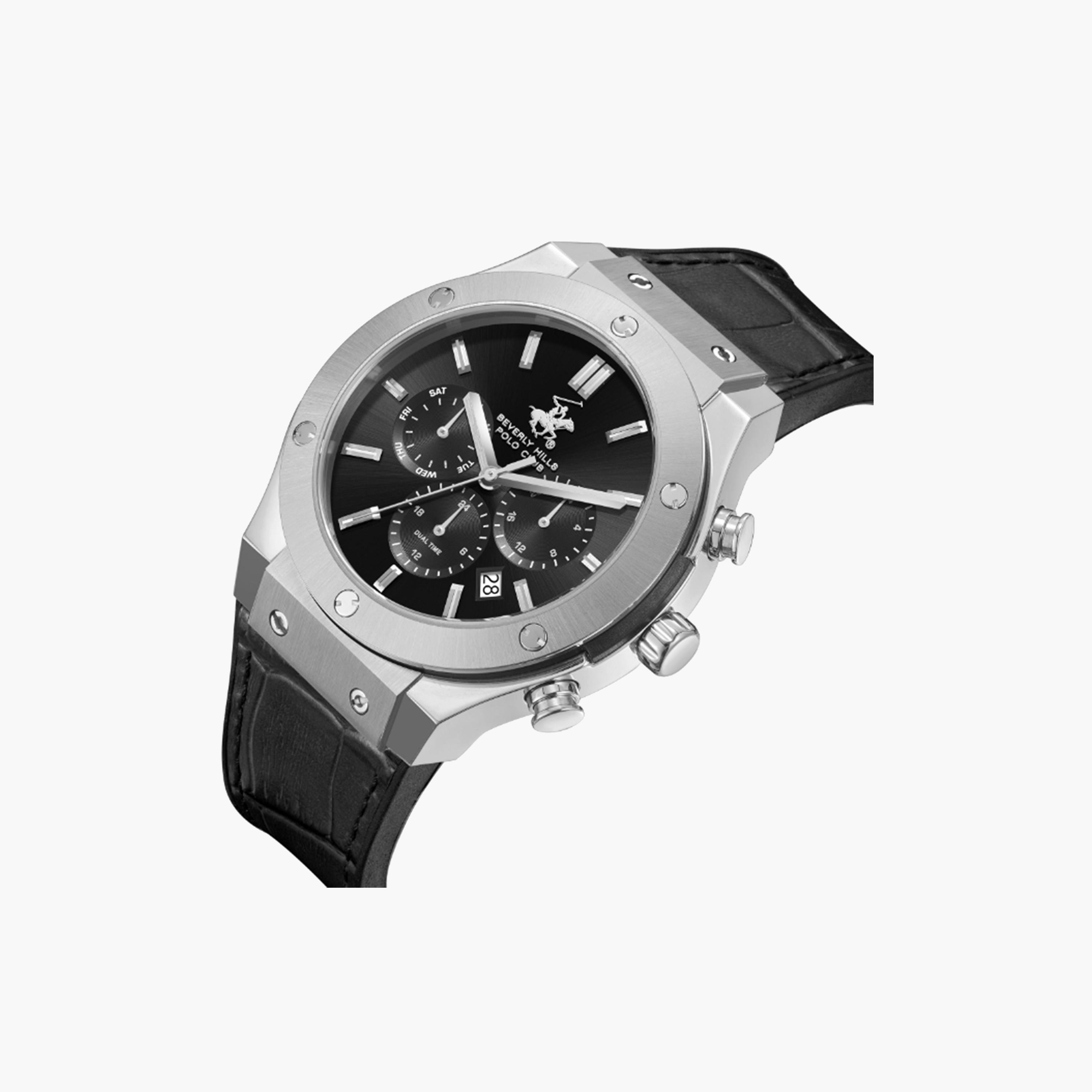 Beverly Hills Polo Club Men's 45 MM Grey Chronograph Leather Strap Watch | BP3690X.366-men-watchesandjewellery-watches-image-4