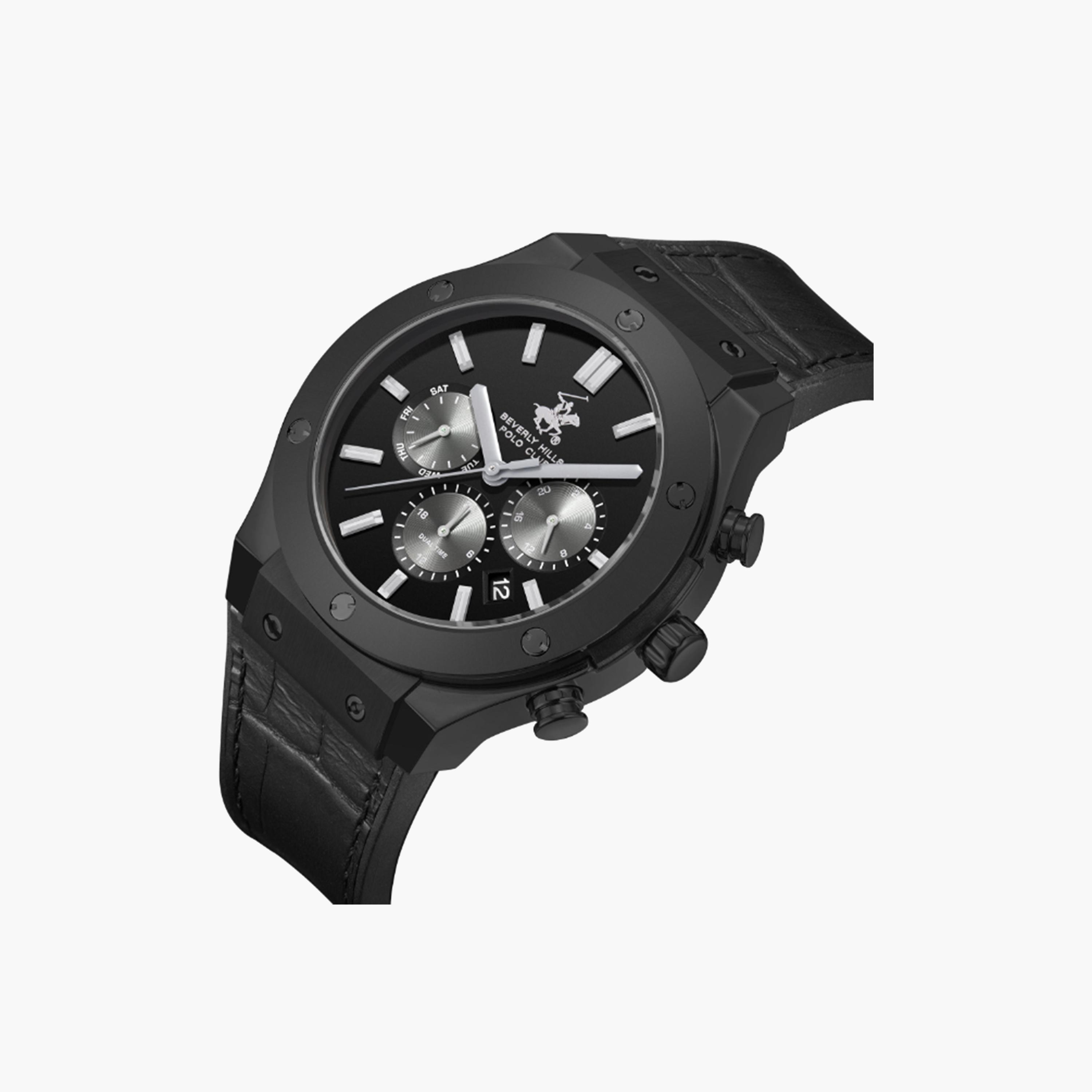 بيفرلي هيلز بولو كلوب- ساعة للرجال 45 ملم سوداء ساعة كرونوغراف بسوار جلدي | BP3690X.651-men-watchesandjewellery-watches-image-4