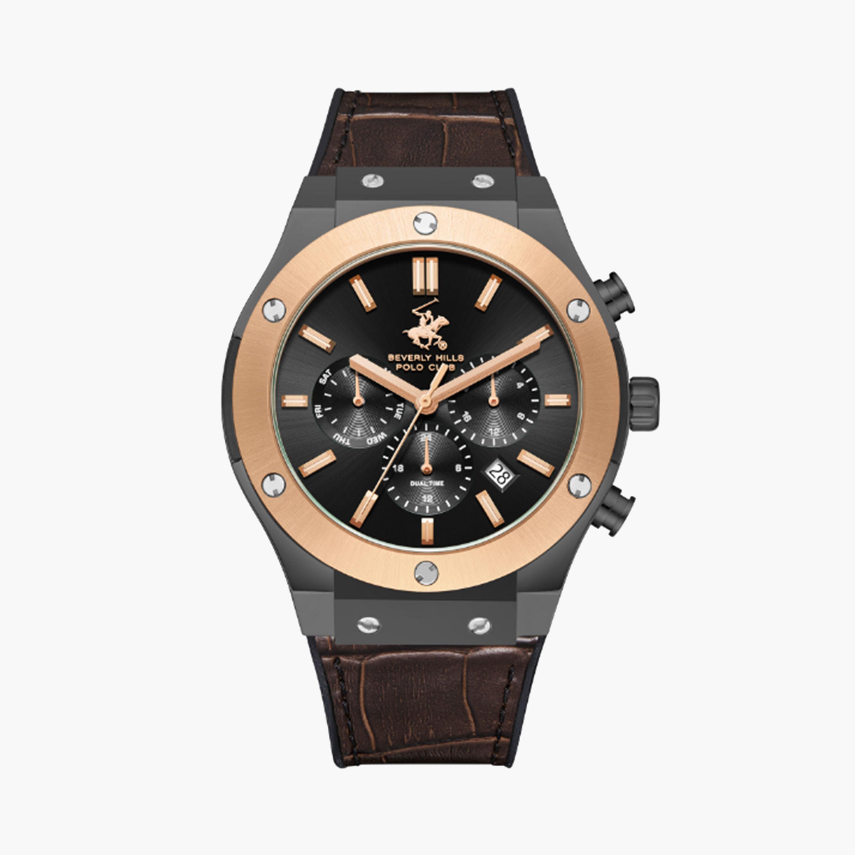 بيفرلي هيلز كلوب- ساعة كرونوغراف بسوار جلدي بني للرجال مقاس 45 مم | BP3690X.062-men-watchesandjewellery-watches-image-1