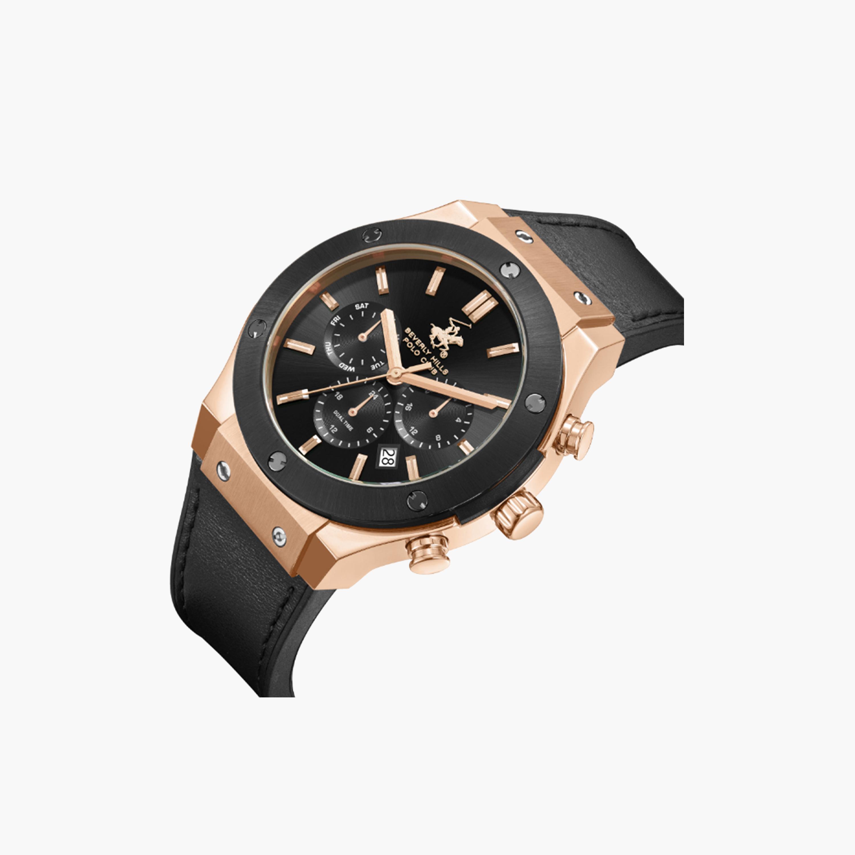 بيفرلي هيلز بولو كلوب- ساعة للرجال 45 ملم سوداء ساعة كرونوغراف بسوار جلدي | BP3690X.451-men-watchesandjewellery-watches-image-4