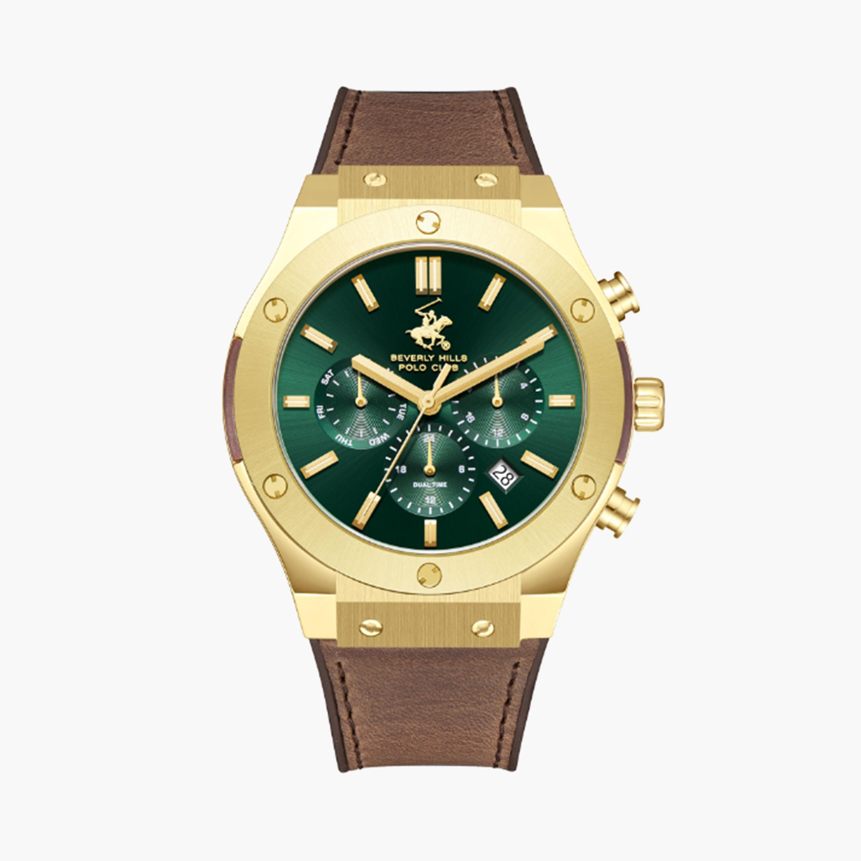 بيفرلي هيلز كلوب- ساعة كرونوغراف بسوار جلدي بني للرجال مقاس 45 مم | BP3690X.172-men-watchesandjewellery-watches-image-1