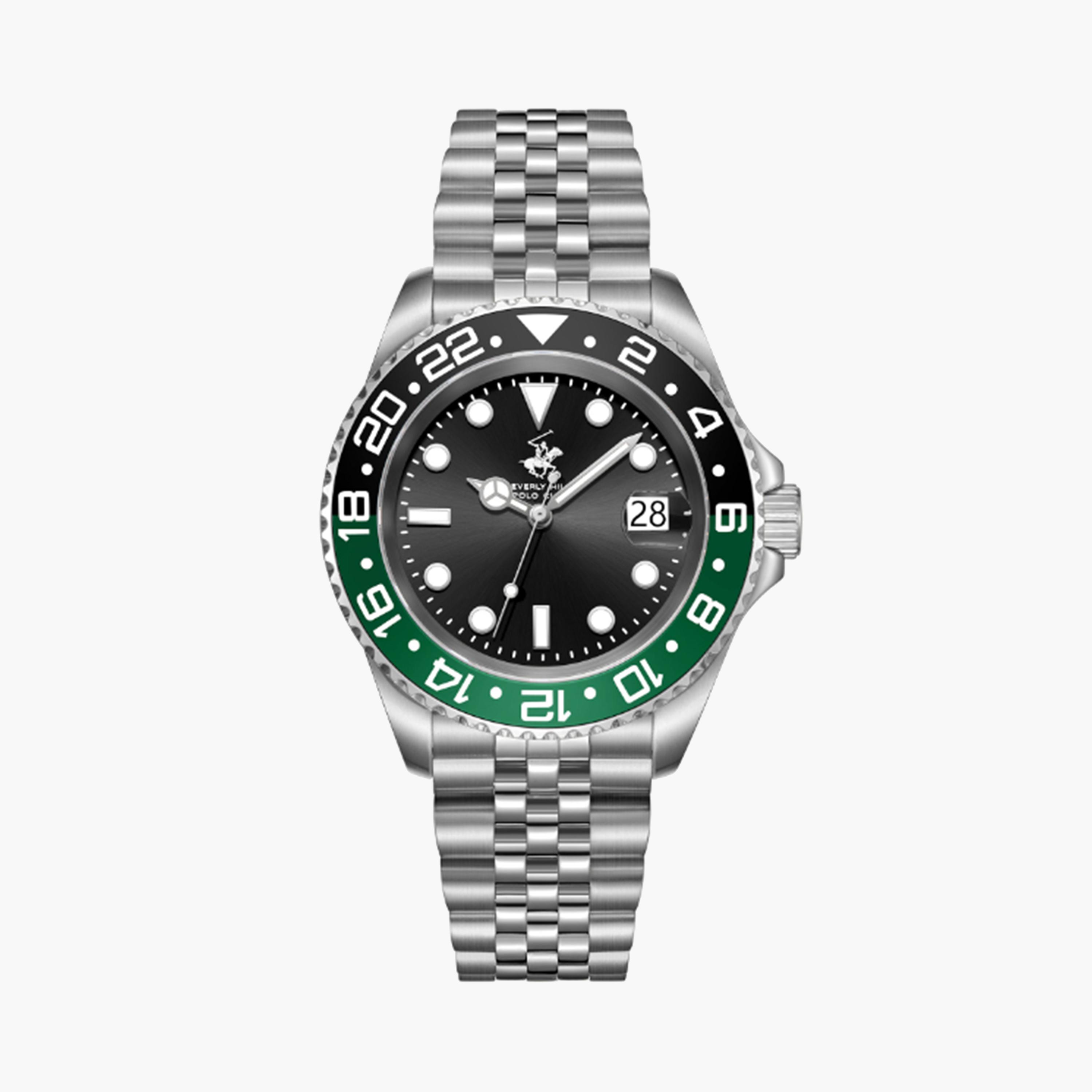 بيفرلي هيلز بولو كلوب- ساعة للرجال 41 ملم تناظرية فضية بحزام معدني | BP3641X.350-men-watchesandjewellery-watches-image-1