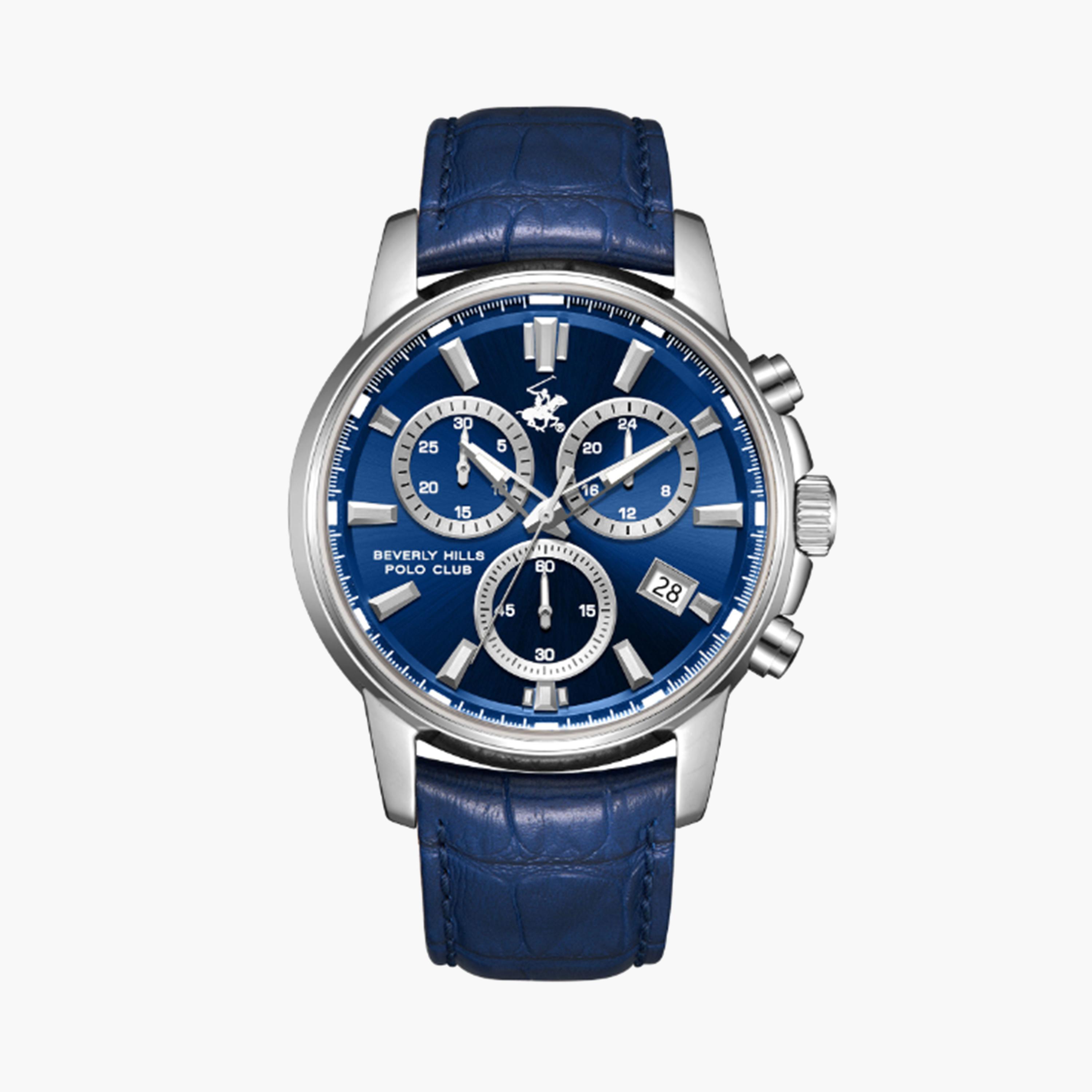 بيفرلي هيلز كلوب- ساعة كرونوغراف بسوار جلدي أزرق للرجال مقاس 44 مم | BP3646X.399-men-watchesandjewellery-watches-image-1