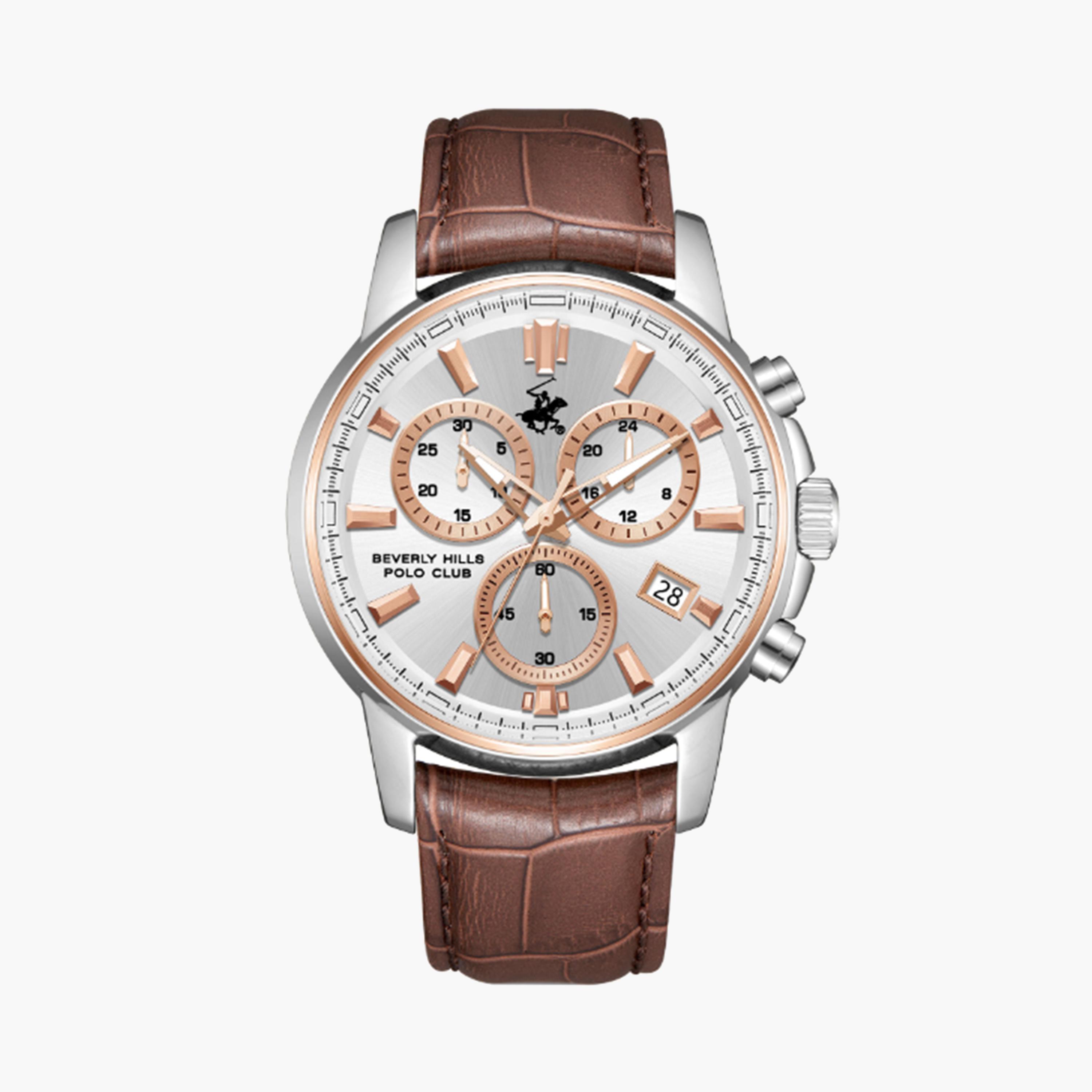 بيفرلي هيلز كلوب- ساعة كرونوغراف بسوار جلدي بني للرجال مقاس 44 مم | BP3646X.334-men-watchesandjewellery-watches-image-1