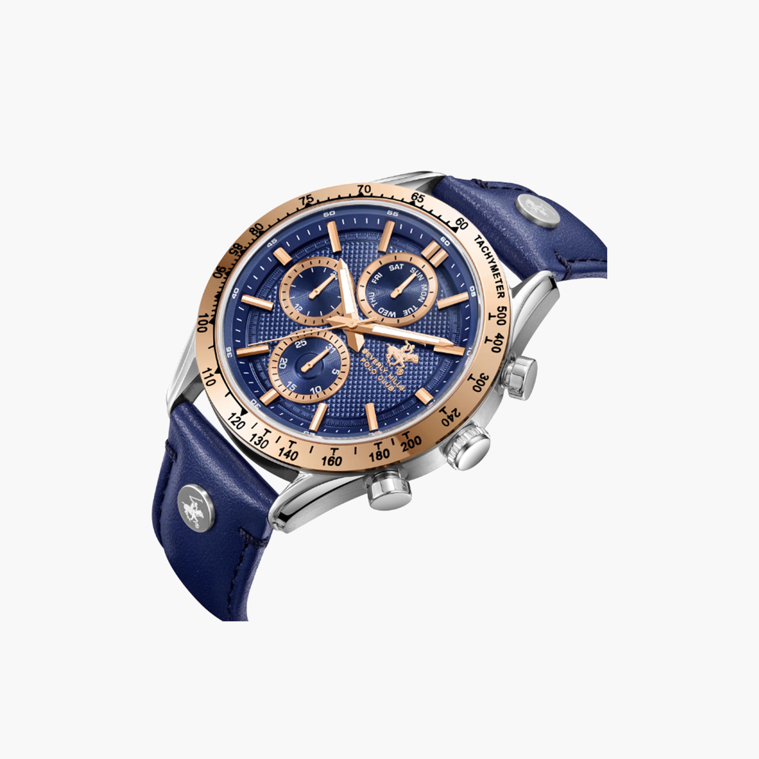Beverly Hills Polo Club Men's 45 MM Blue Chronograph Leather Strap Watch | BP3659X.399-men-watchesandjewellery-watches-image-4