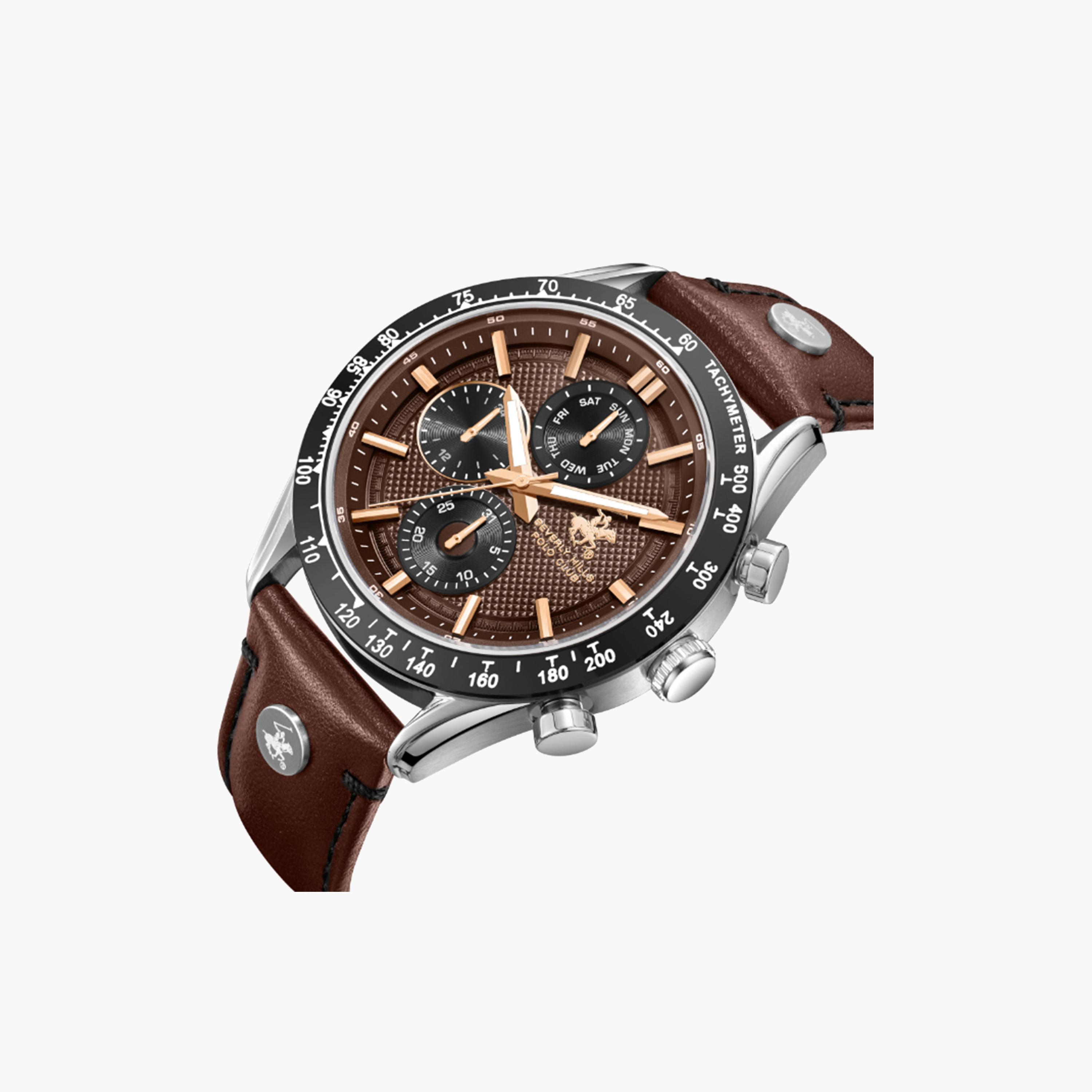 بيفرلي هيلز كلوب- ساعة كرونوغراف بسوار جلدي بني للرجال مقاس 45 مم | BP3659X.342-men-watchesandjewellery-watches-image-4