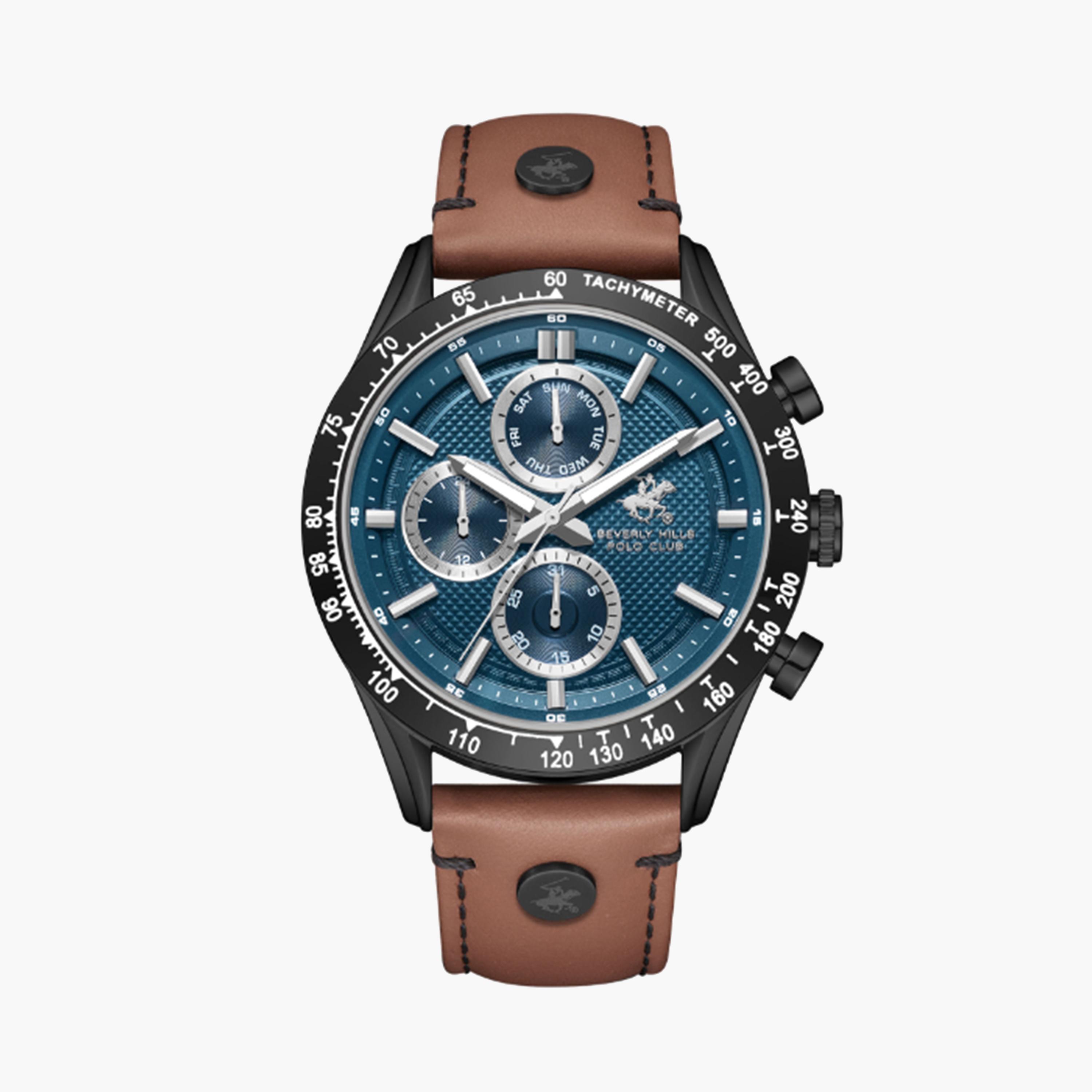 بيفرلي هيلز كلوب- ساعة كرونوغراف بسوار جلدي بني للرجال مقاس 45 مم | BP3659X.692-men-watchesandjewellery-watches-image-1