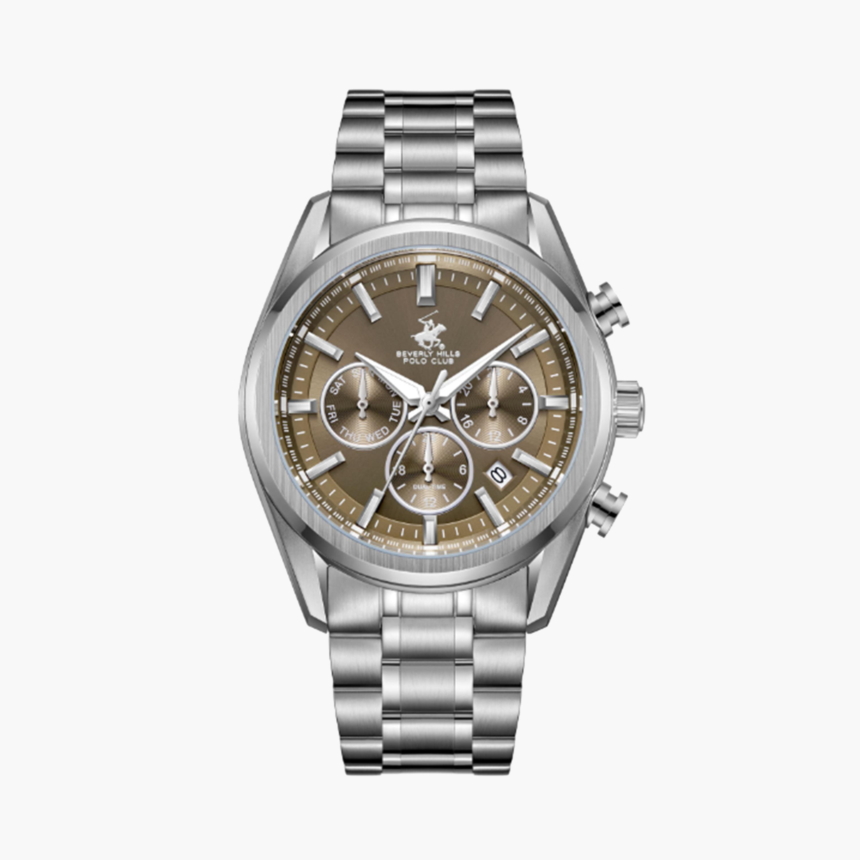 بيفرلي هيلز بولو كلوب- ساعة للرجال 42 ملم كرونوغراف فضية بحزام معدني | BP3698X.370-men-watchesandjewellery-watches-image-1