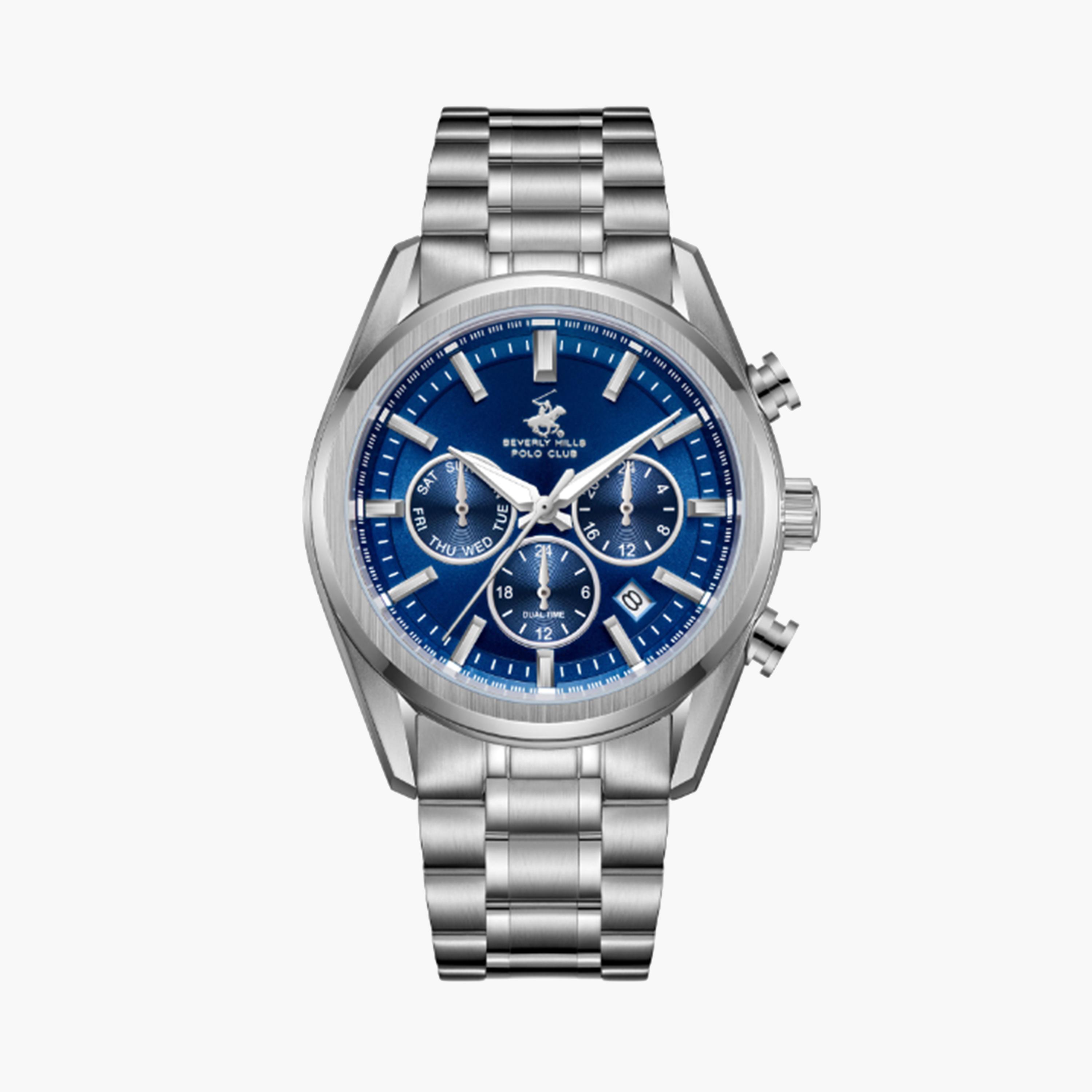 بيفرلي هيلز بولو كلوب- ساعة للرجال 42 ملم كرونوغراف فضية بحزام معدني | BP3698X.390-men-watchesandjewellery-watches-image-1