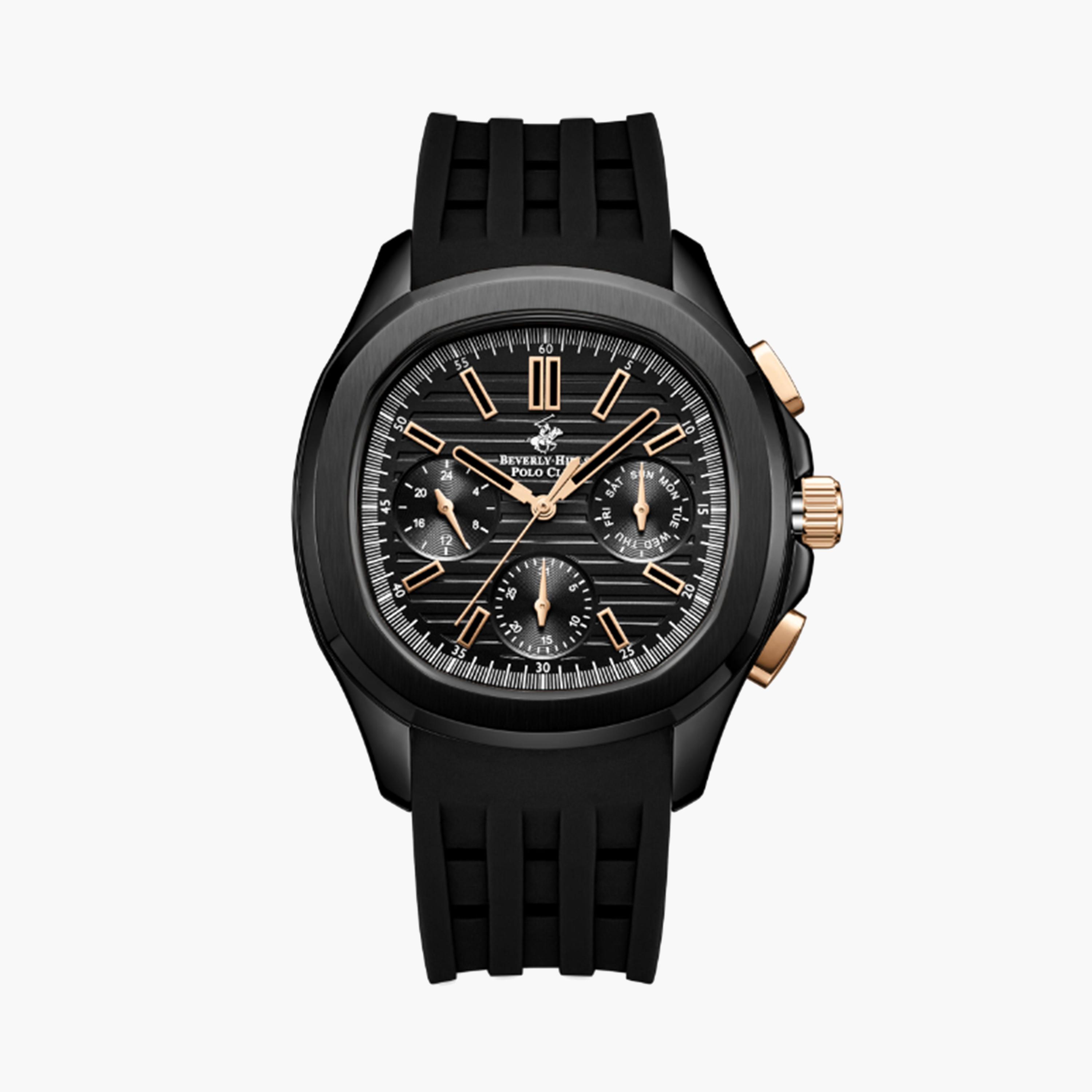 Beverly Hills Polo Club Men's 42 MM Black Chronograph Silicone Strap Watch | BP3211X.651-men-watchesandjewellery-watches-image-1