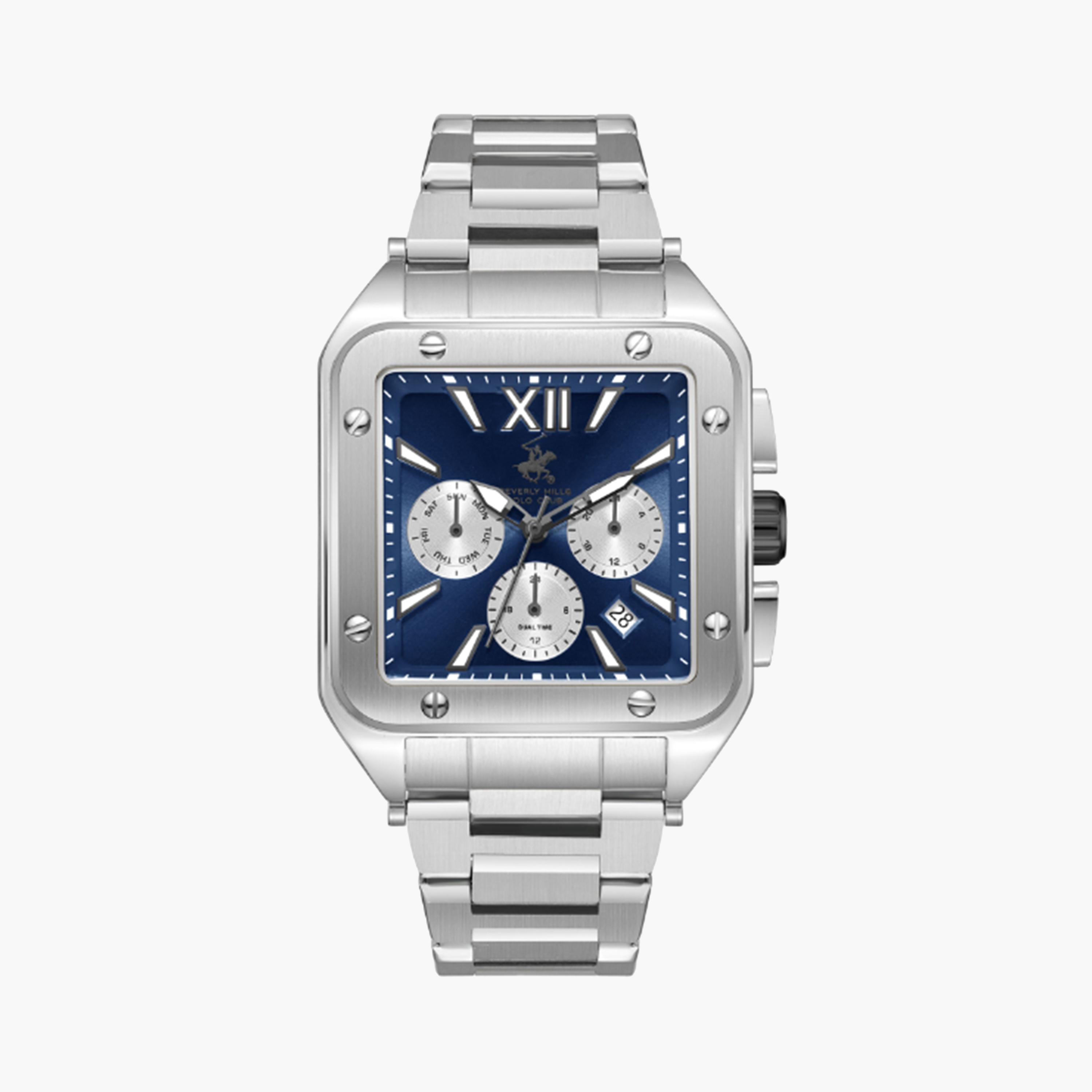 بيفرلي هيلز بولو كلوب- ساعة للرجال 41 ملم كرونوغراف فضية بحزام معدني | BP3685X.390-men-watchesandjewellery-watches-image-1