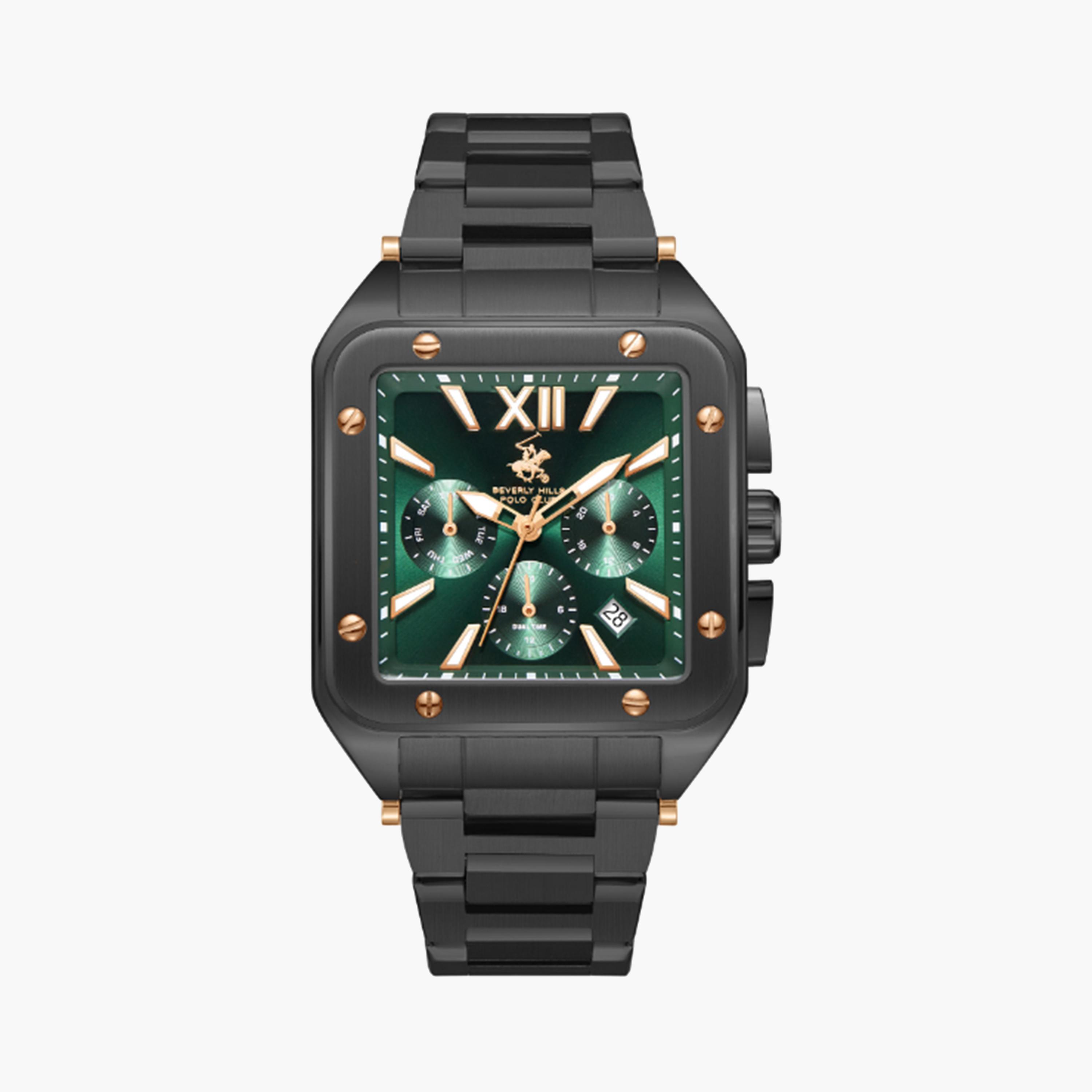 بيفرلي هيلز بولو كلوب- ساعة للرجال 41 ملم كرونوغراف سوداء بحزام معدني | BP3685X.070-men-watchesandjewellery-watches-image-1