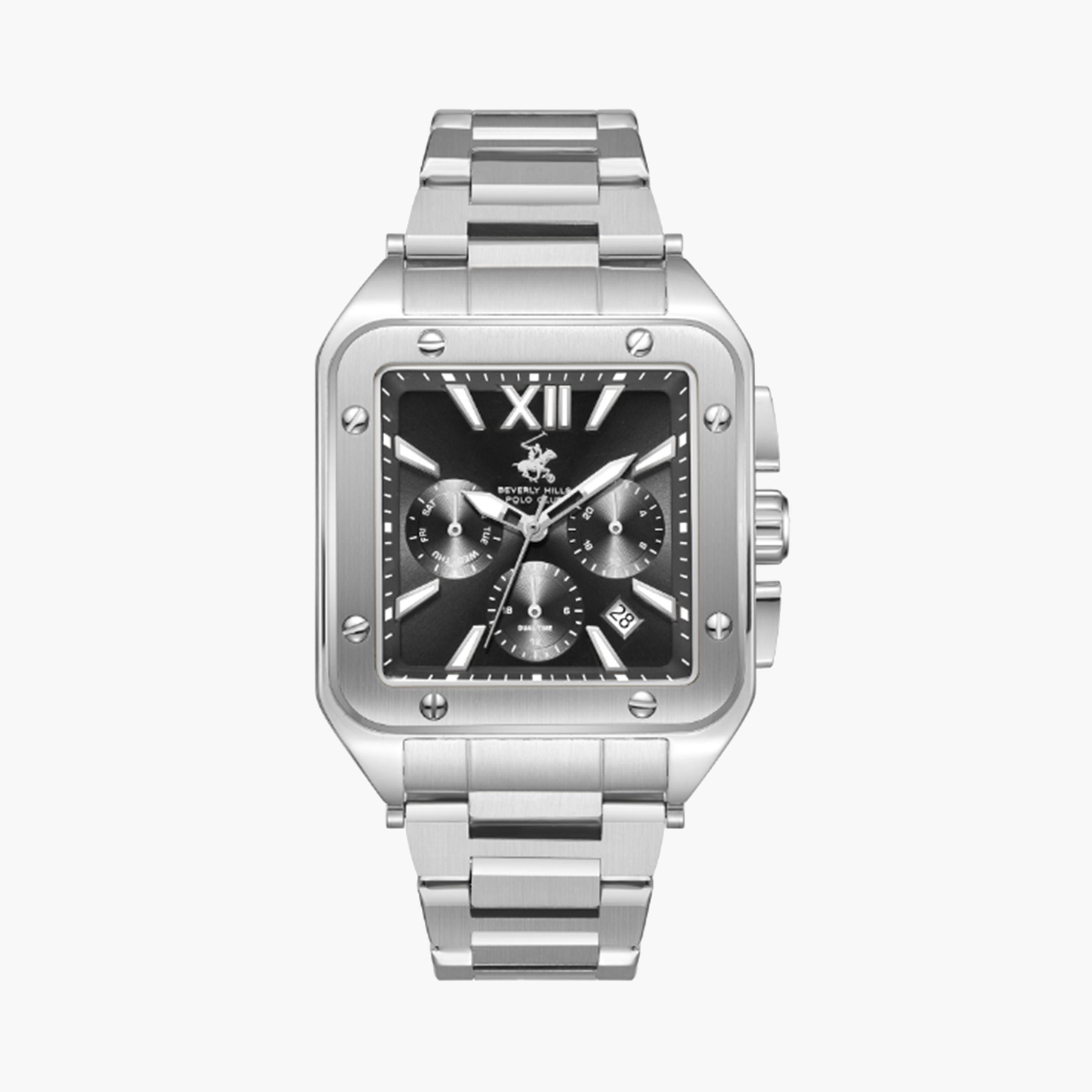 بيفرلي هيلز بولو كلوب- ساعة للرجال 41 ملم كرونوغراف فضية بحزام معدني | BP3685X.350-men-watchesandjewellery-watches-image-1