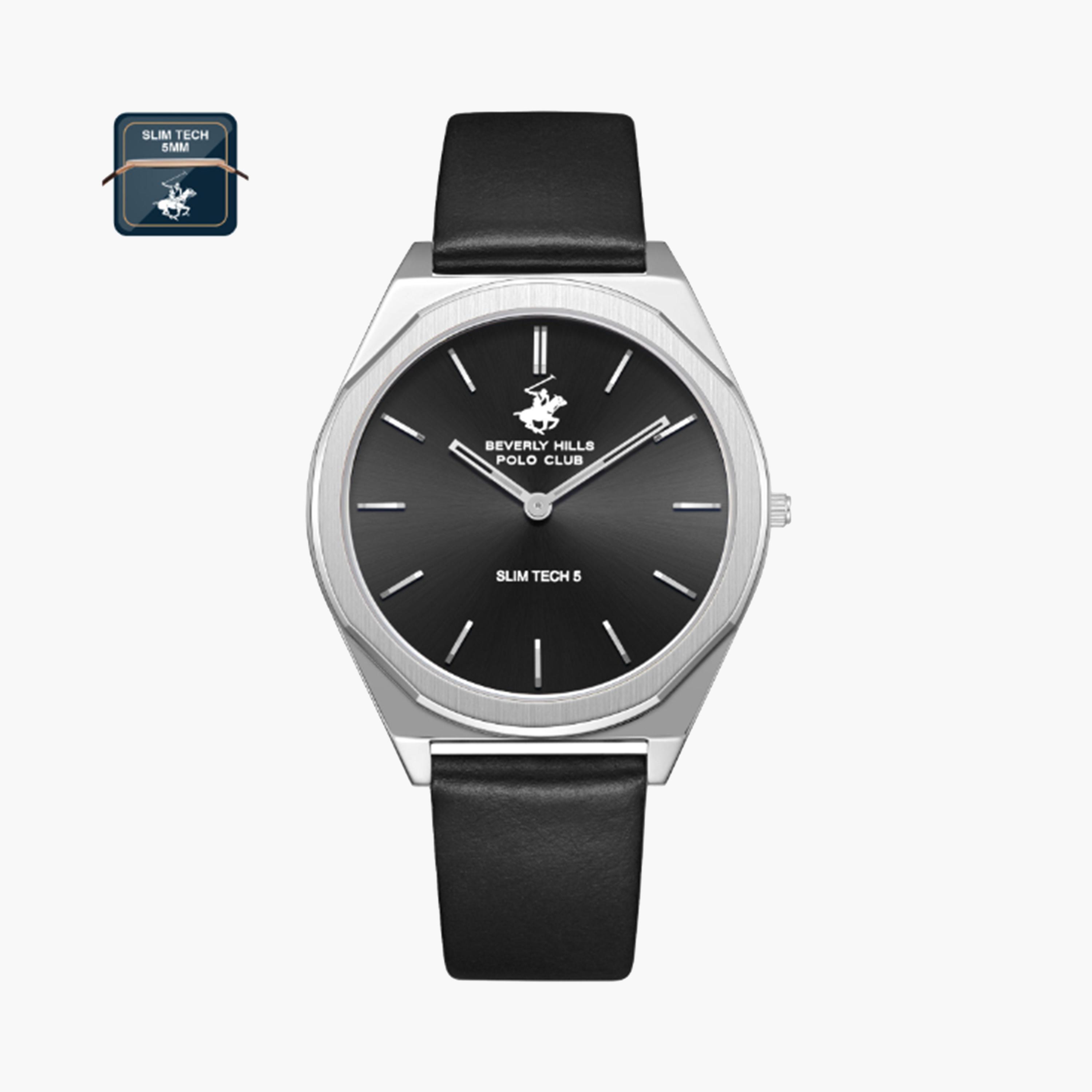 بيفرلي هيلز بولو كلوب- ساعة للرجال 39 ملم تناظرية بحزام جلدي أسود | BP3712X.351-men-watchesandjewellery-watches-image-1