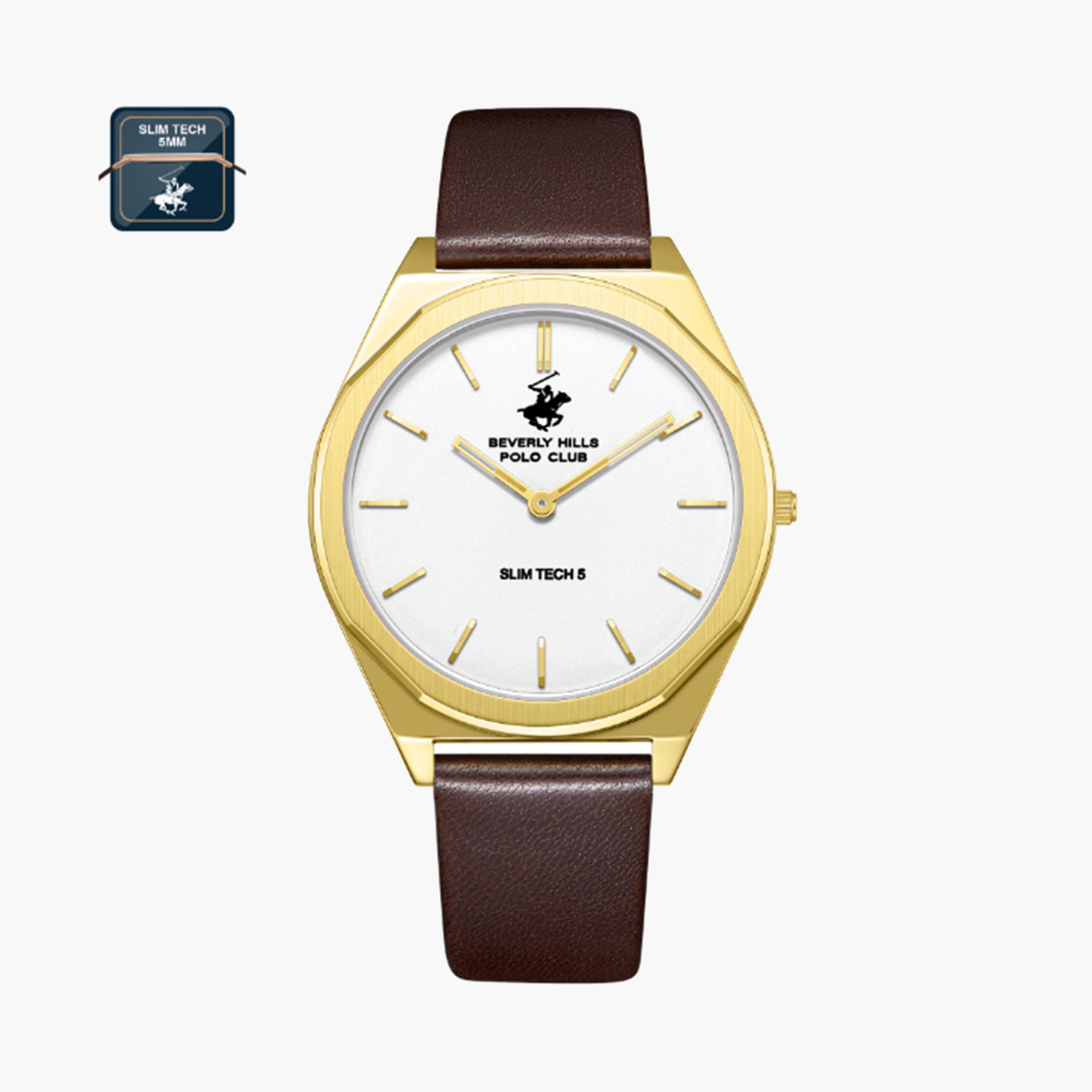 بيفرلي هيلز بولو كلوب- ساعة للرجال 39 ملم تناظرية بحزام جلدي بني | BP3712X.132-men-watchesandjewellery-watches-image-1