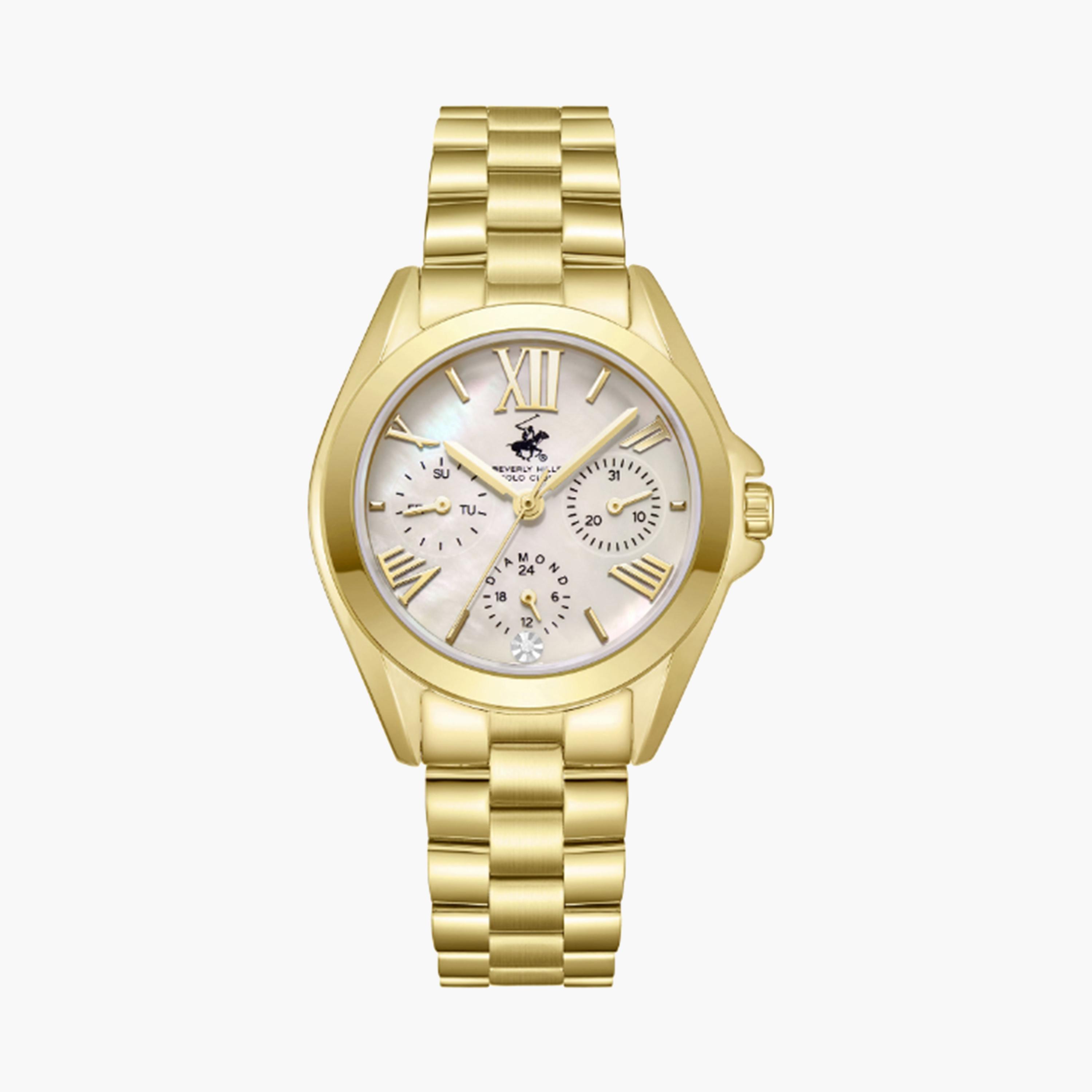 بيفرلي هيلز كلوب- ساعة للنساء ذهبية كرونوغراف بسوار معدني 33 مم | BP3653C.120-women-watchesandjewellery-watches-image-1