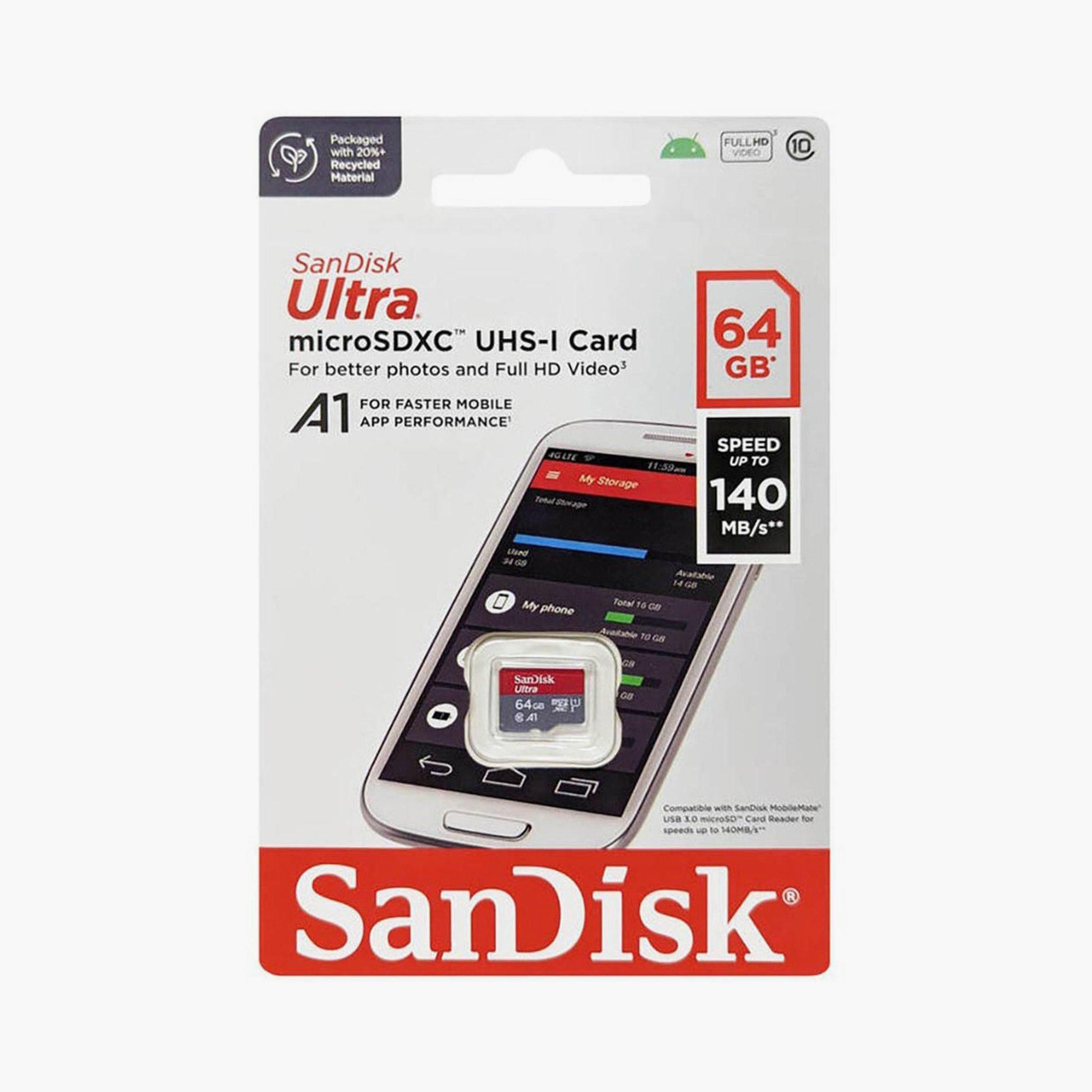 Sandisk Ultra UHS I MicroSD Memory Card 64GB Red and Grey | SDSQUAB-064G-GN6MN-electronics-accessories-mobileaccesories-image-2