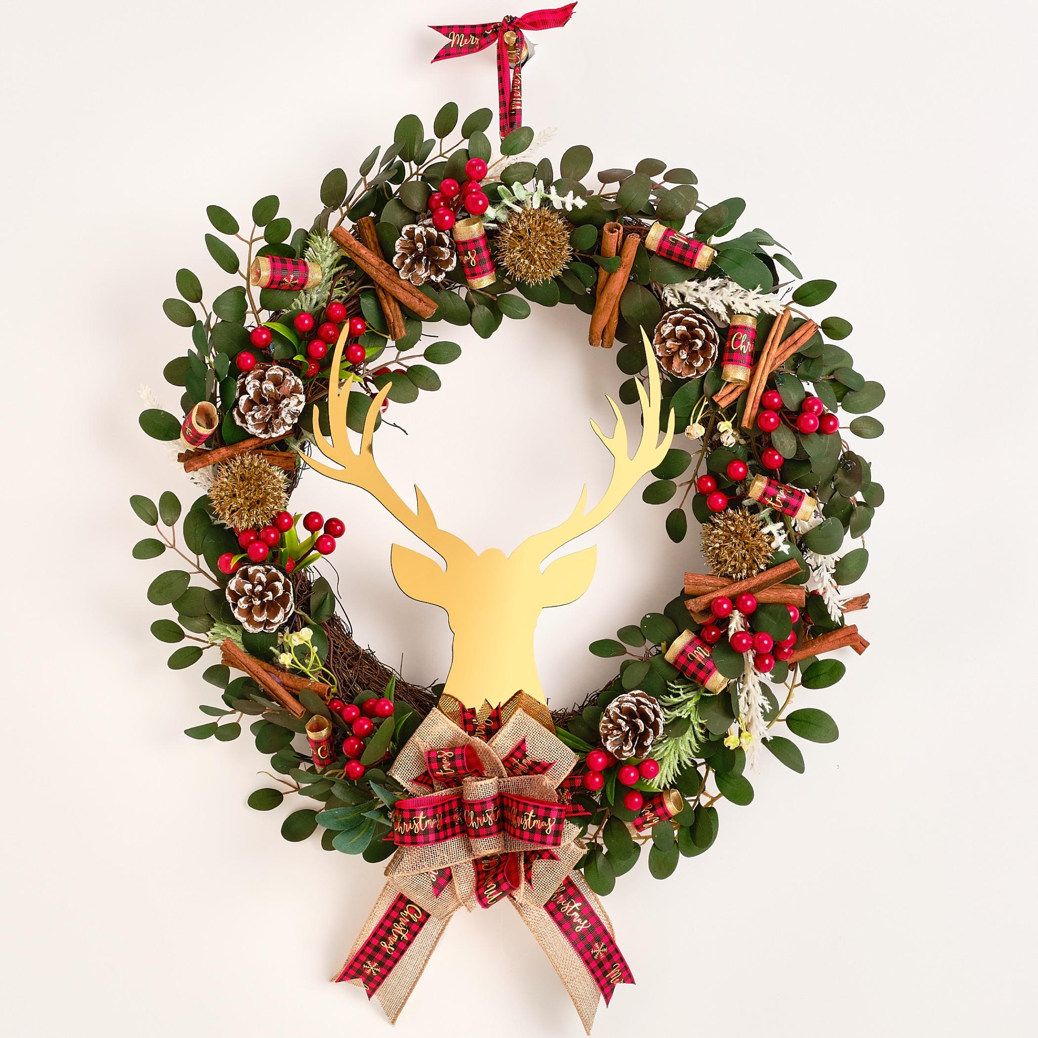 Signature Artistry Handcrafted Reindeer Face Christmas Wreath