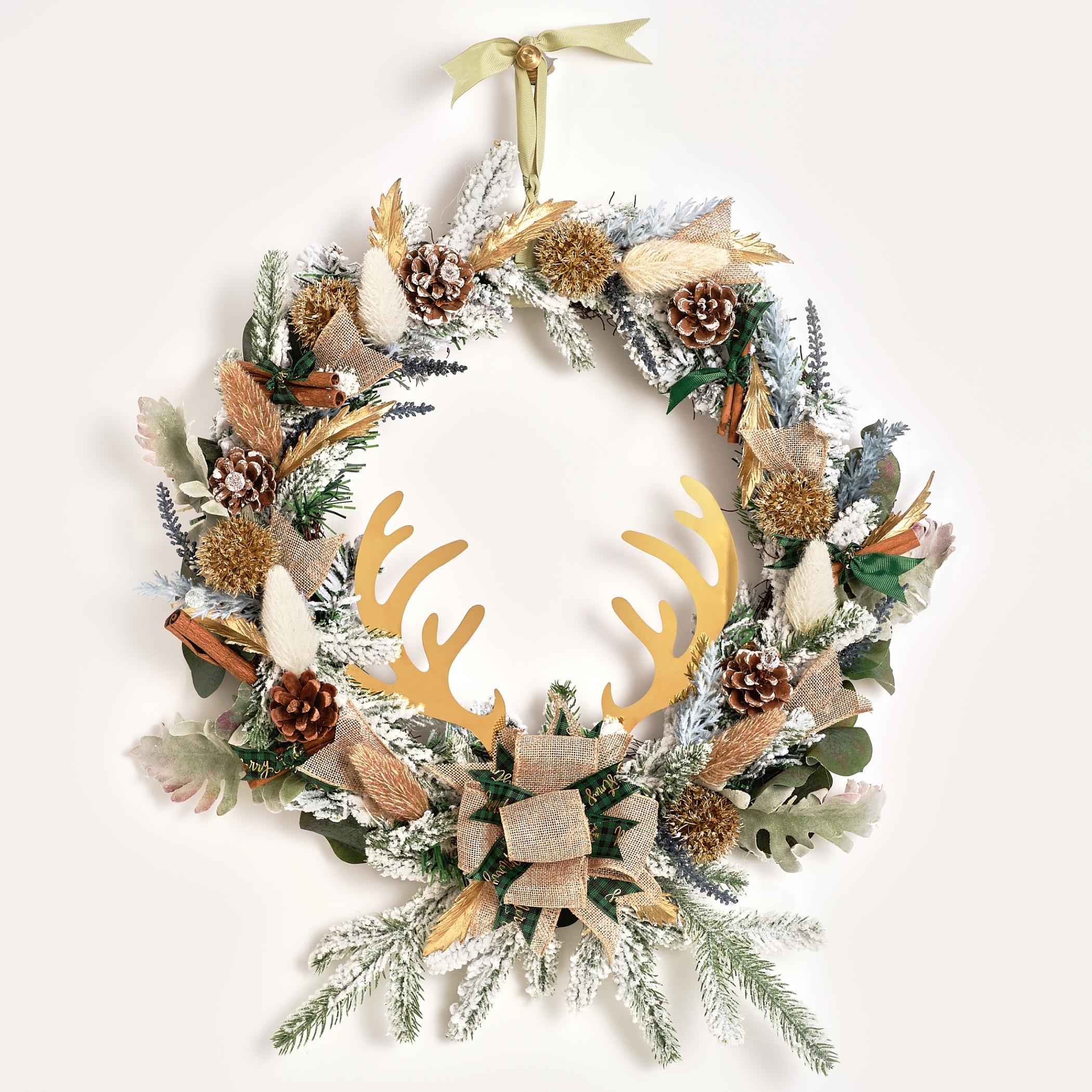 Signature Artistry Handcrafted Reindeer Horn Christmas Wreath