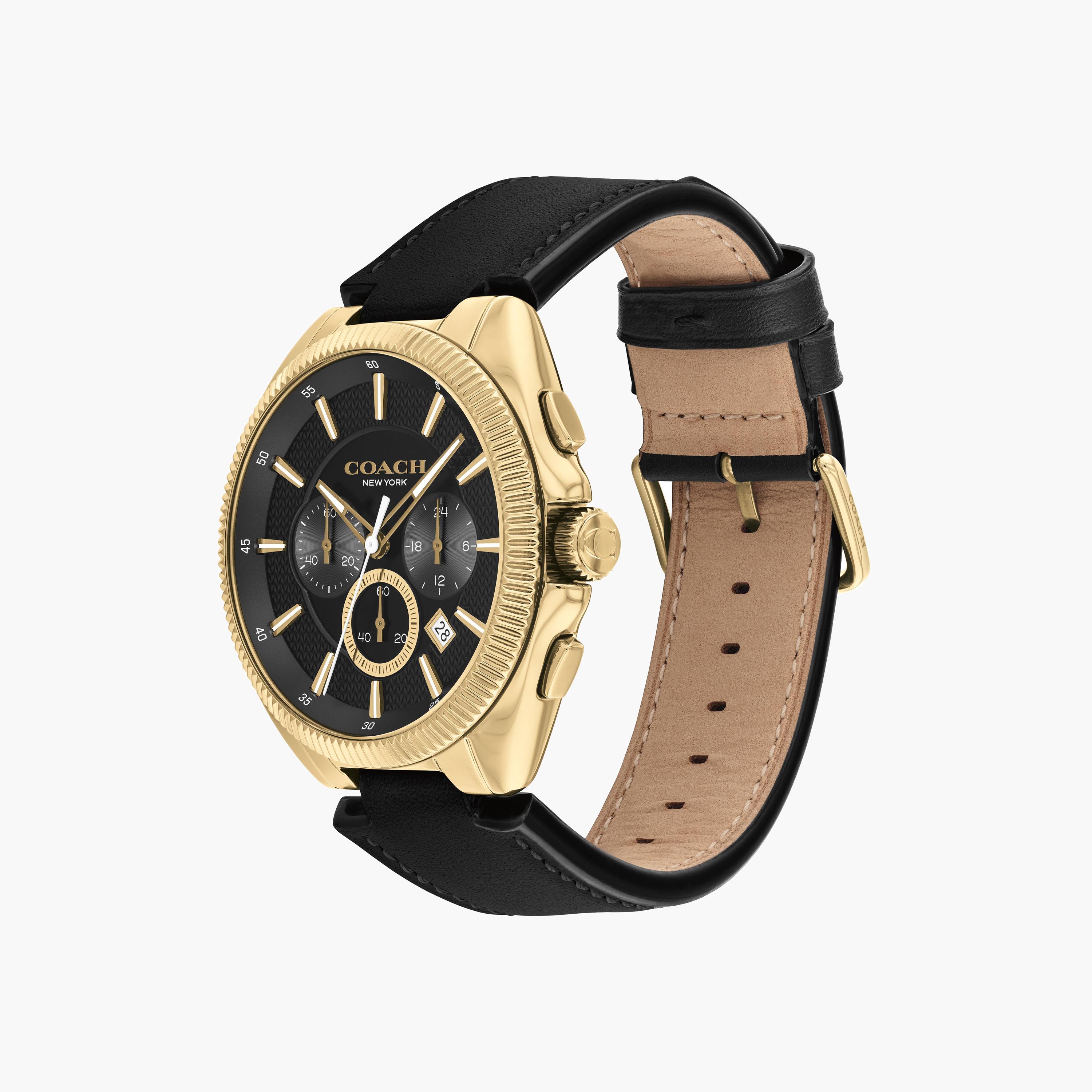 كوتش-  ساعة للرجال 44 مم كرونوغراف بسوار من الجلد لون الأسود | 14602684-men-watchesandjewellery-watches-image-2