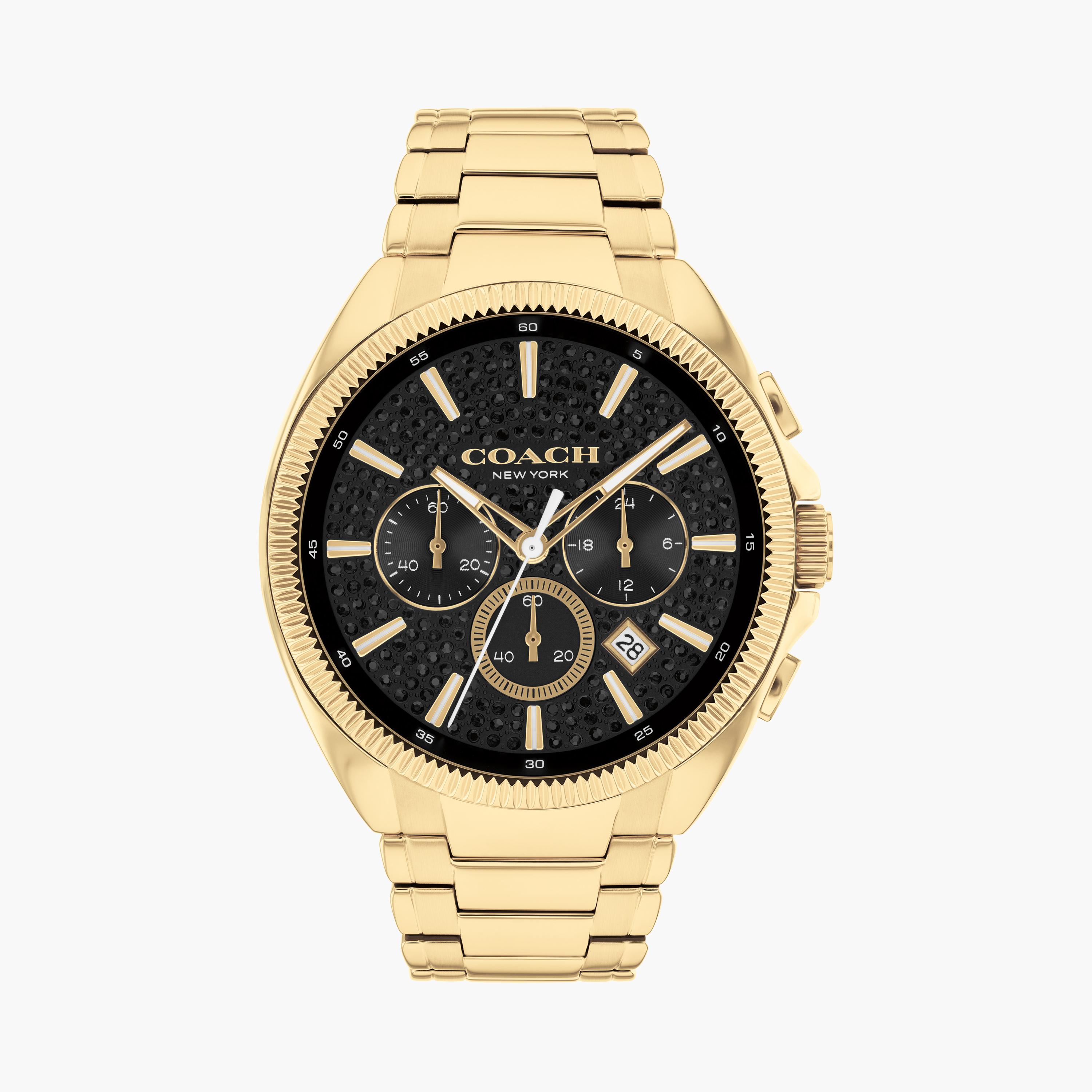 كوتش-  ساعة للرجال 44 مم كرونوغراف بسوار ستانلس ستيل لون الذهبي | 14602697-men-watchesandjewellery-watches-image-1