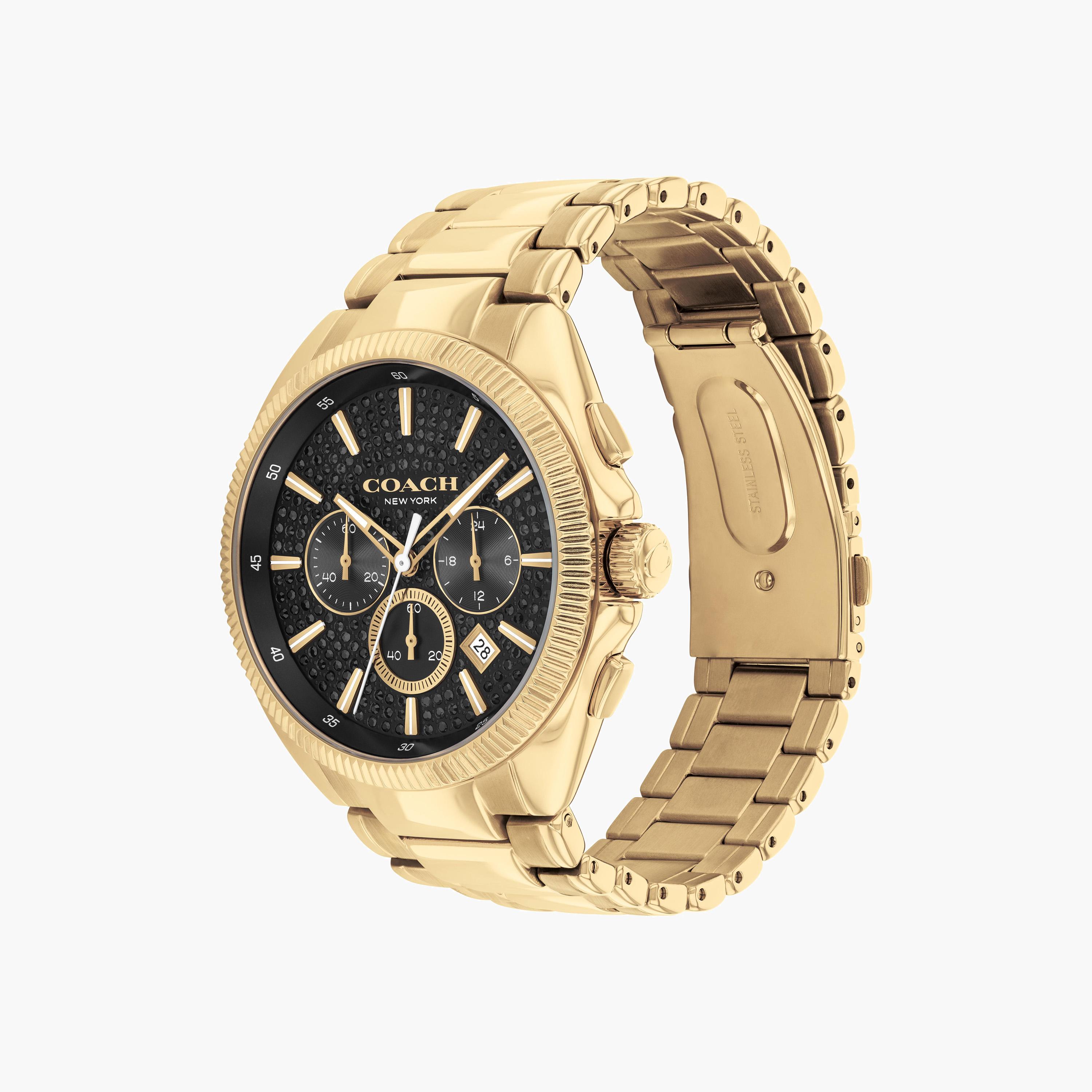 كوتش-  ساعة للرجال 44 مم كرونوغراف بسوار ستانلس ستيل لون الذهبي | 14602697-men-watchesandjewellery-watches-image-2